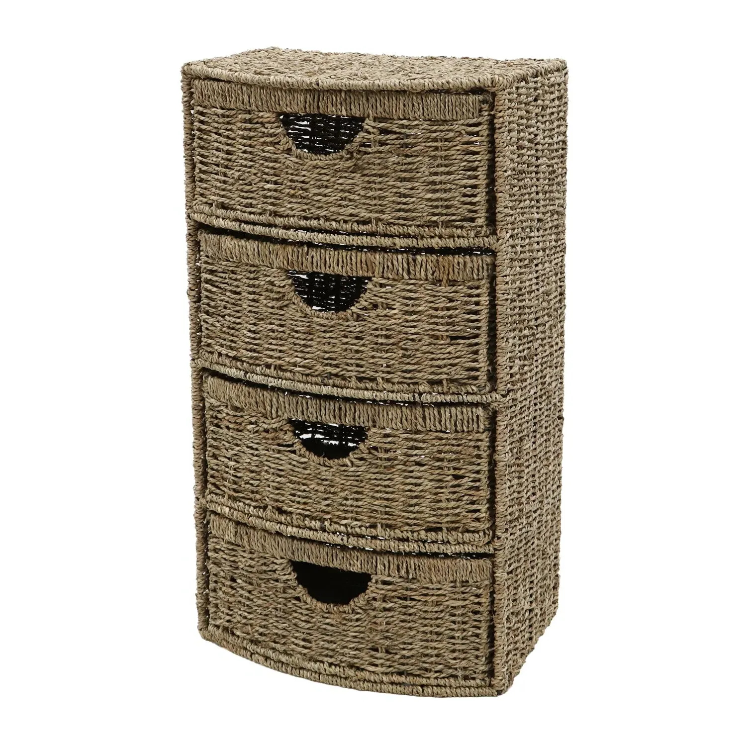 4-Drawer Bow Front Storage Tower - Natural, Seagrass