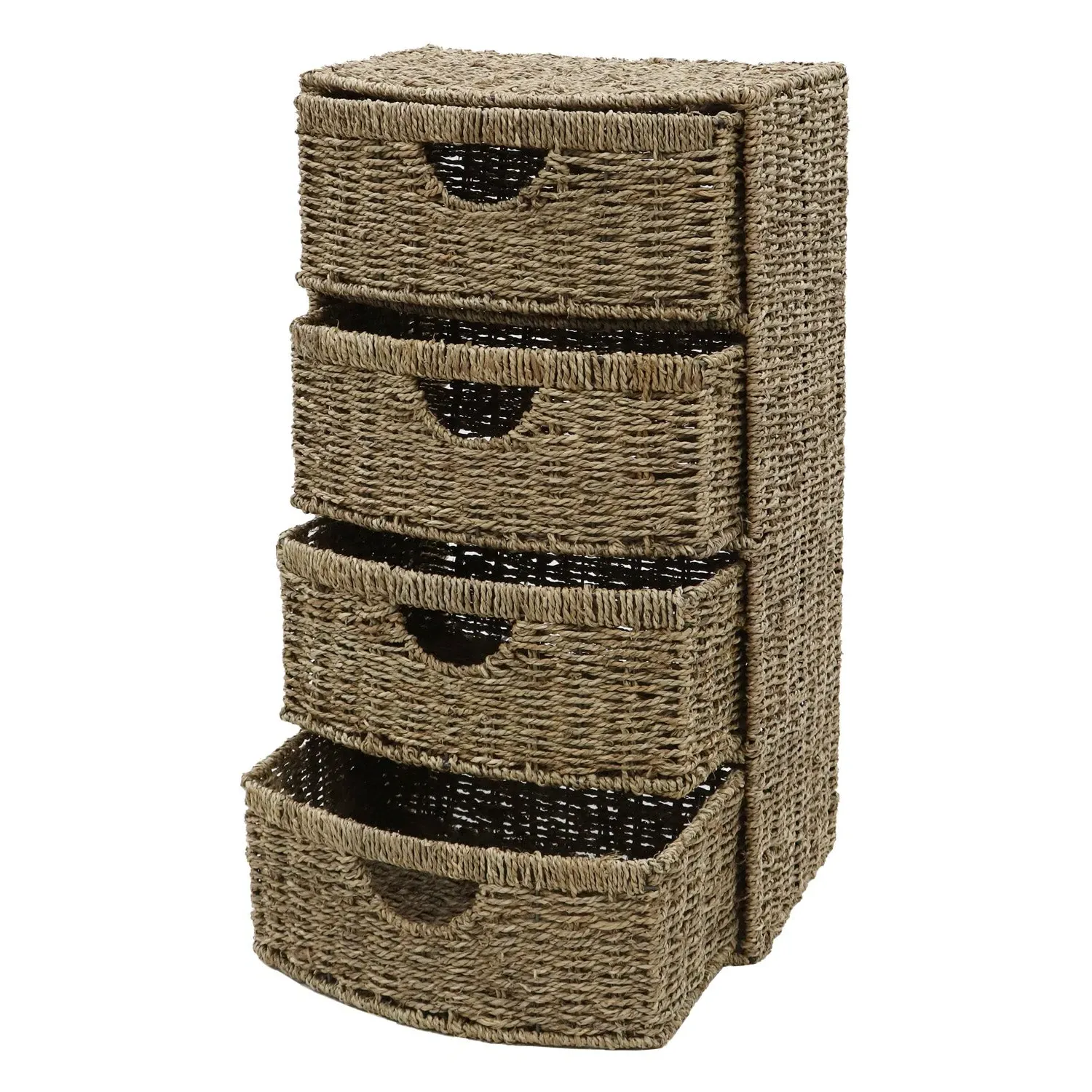 4-Drawer Bow Front Storage Tower - Natural, Seagrass