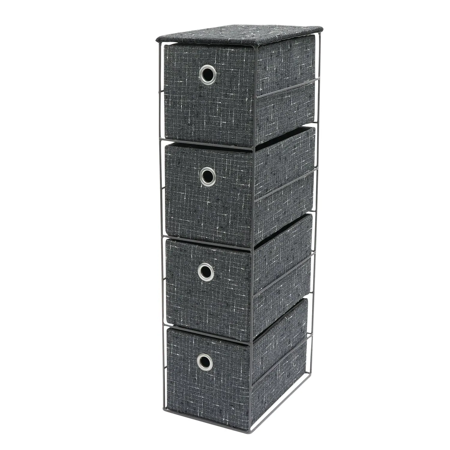 4-Drawer Narrow Storage Tower - Grey, Fabric