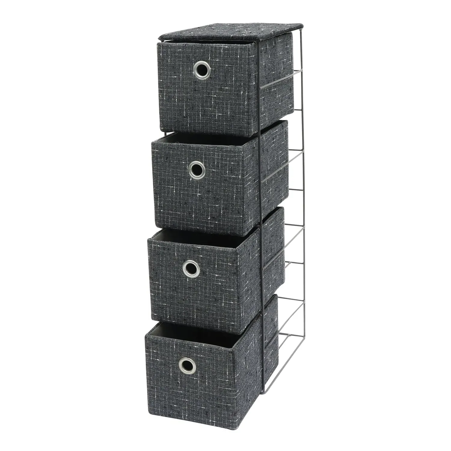 4-Drawer Narrow Storage Tower - Grey, Fabric