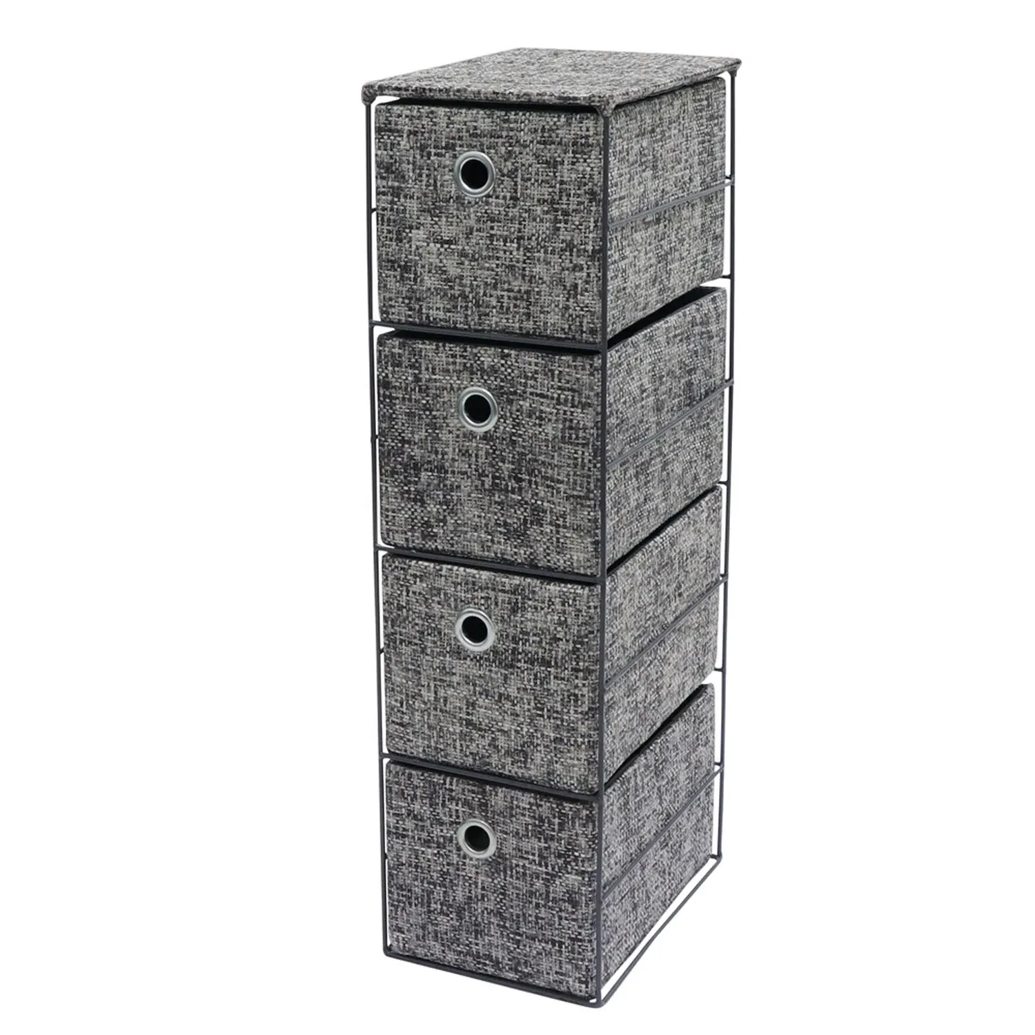 4-Drawer Storage Tower - Grey, Fabric