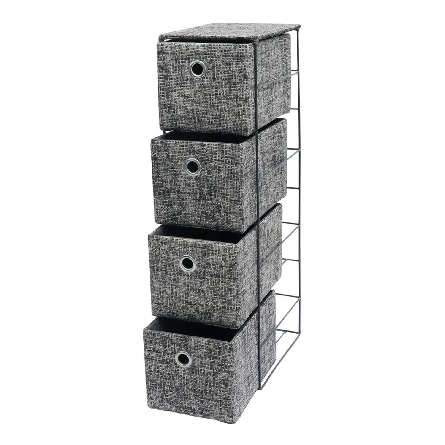 4-Drawer Storage Tower - Grey, Fabric