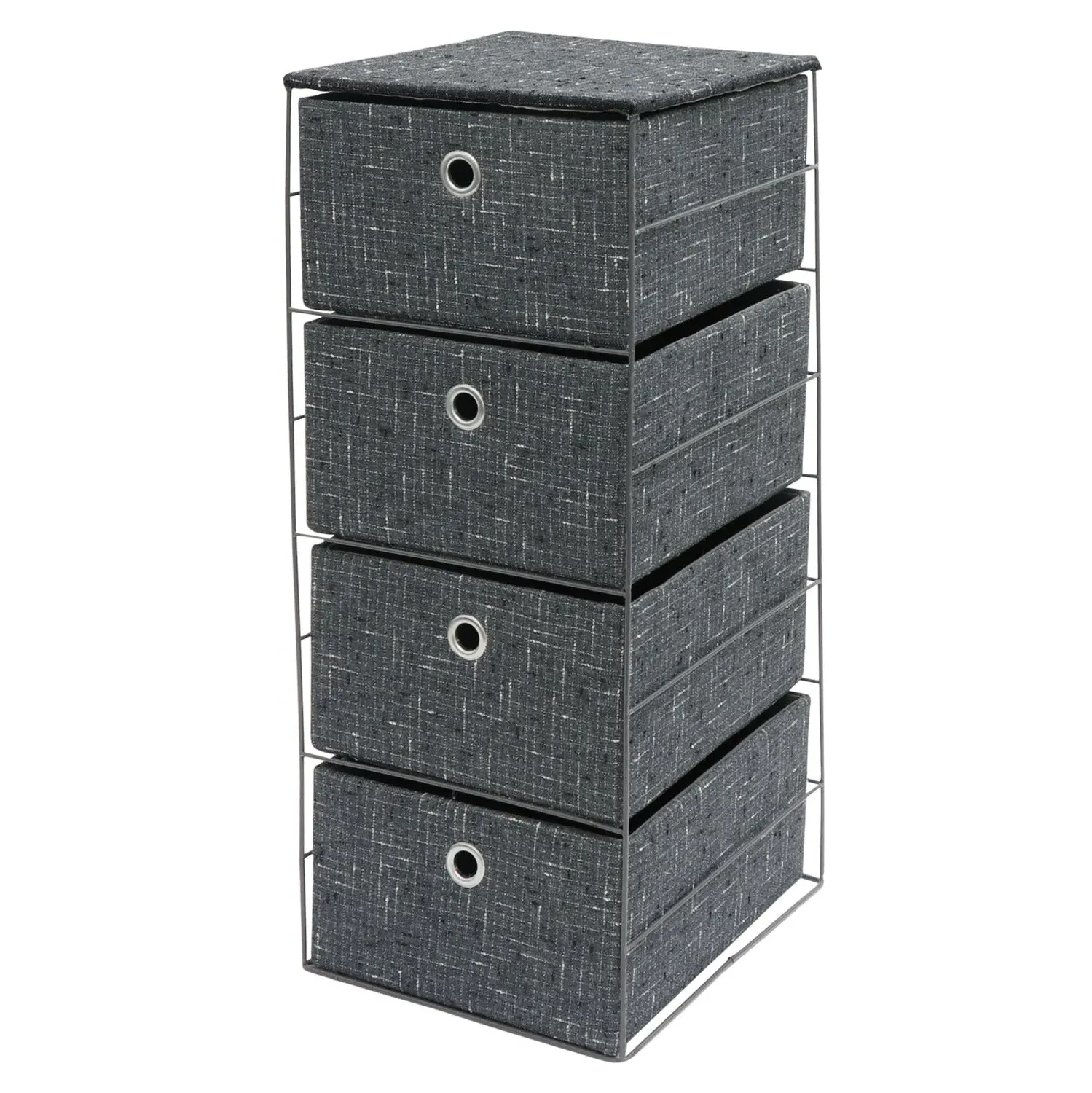 4-Drawer Wide Storage Tower - Grey, Fabric