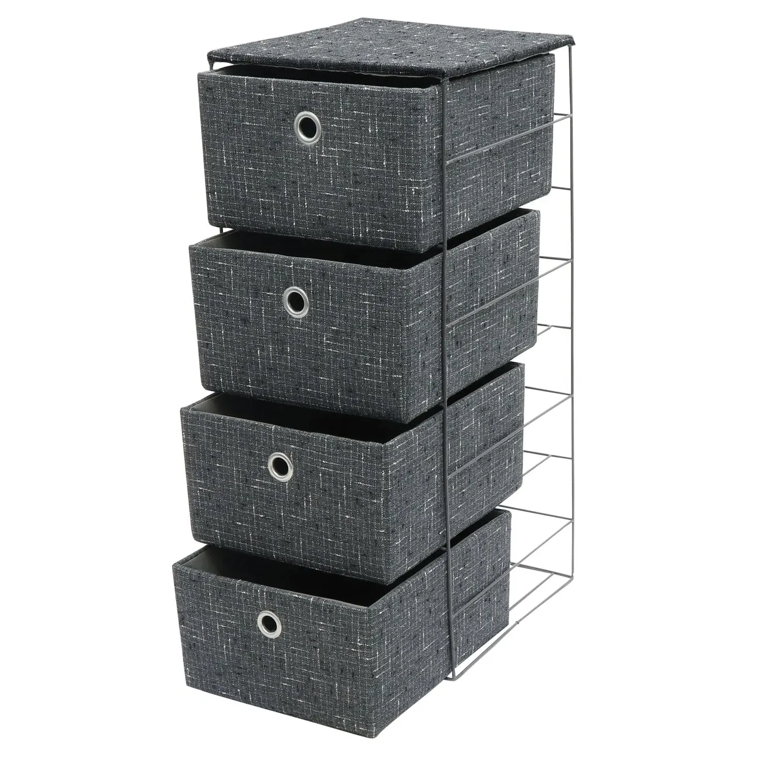 4-Drawer Wide Storage Tower - Grey, Fabric image