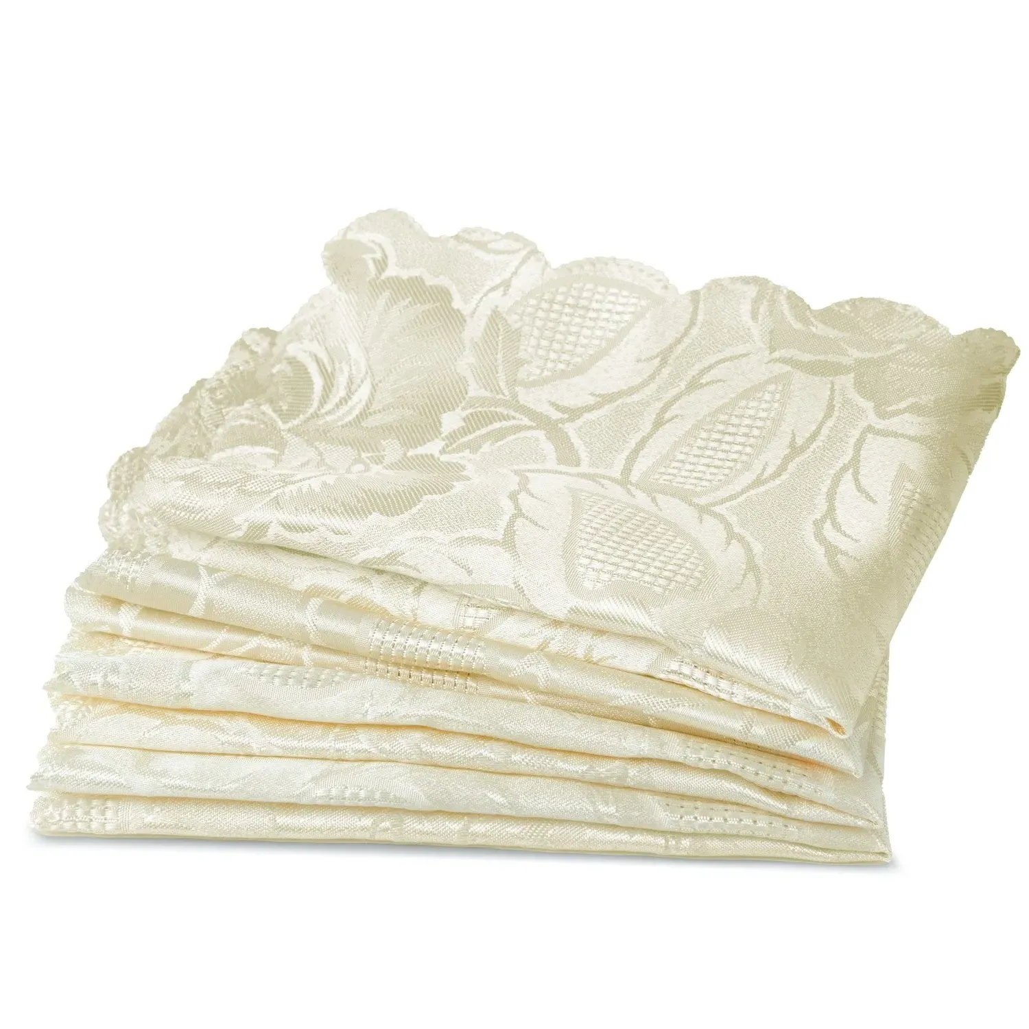 4-Pack Jacquard Napkins with Floral Pattern - Cream image
