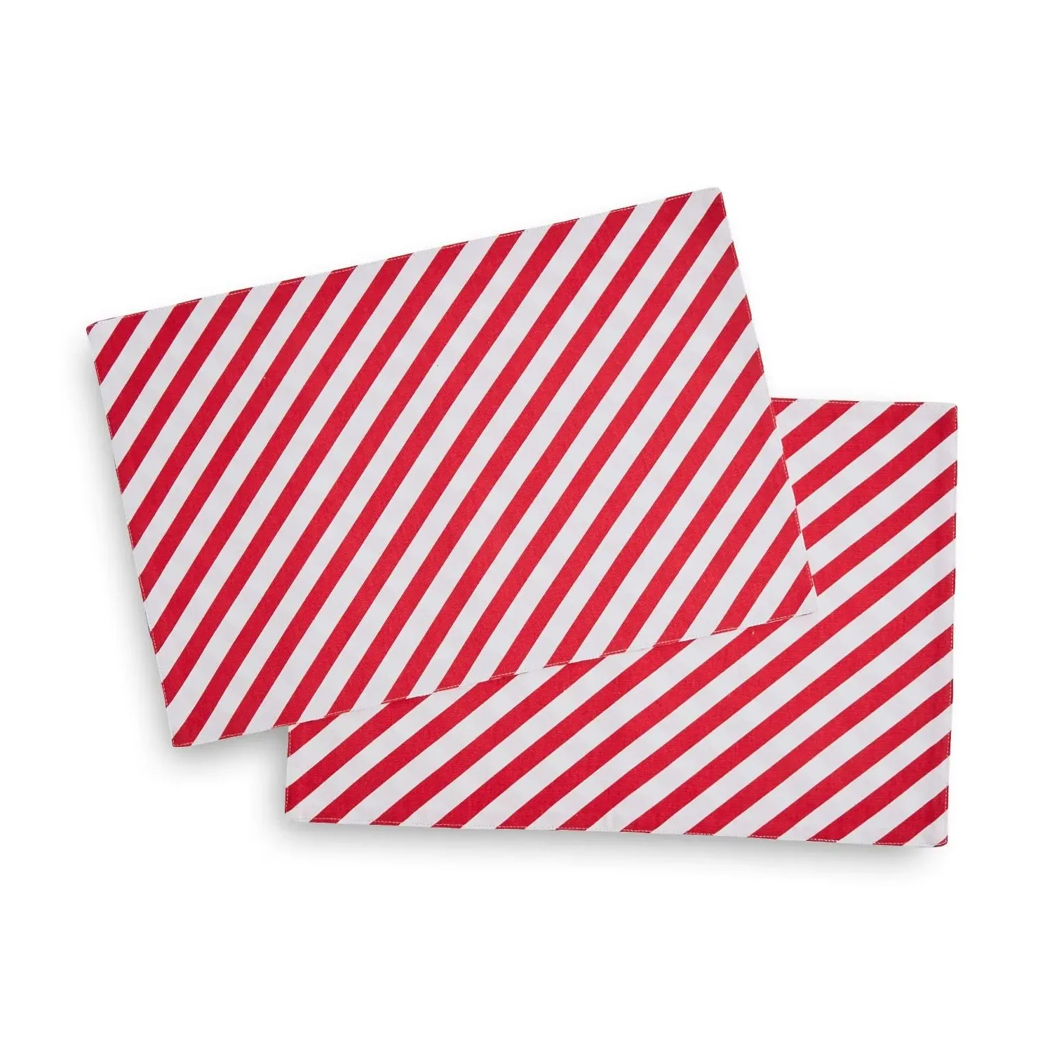 4-Pack Placemats Candy Cane Design - Red, Cotton
