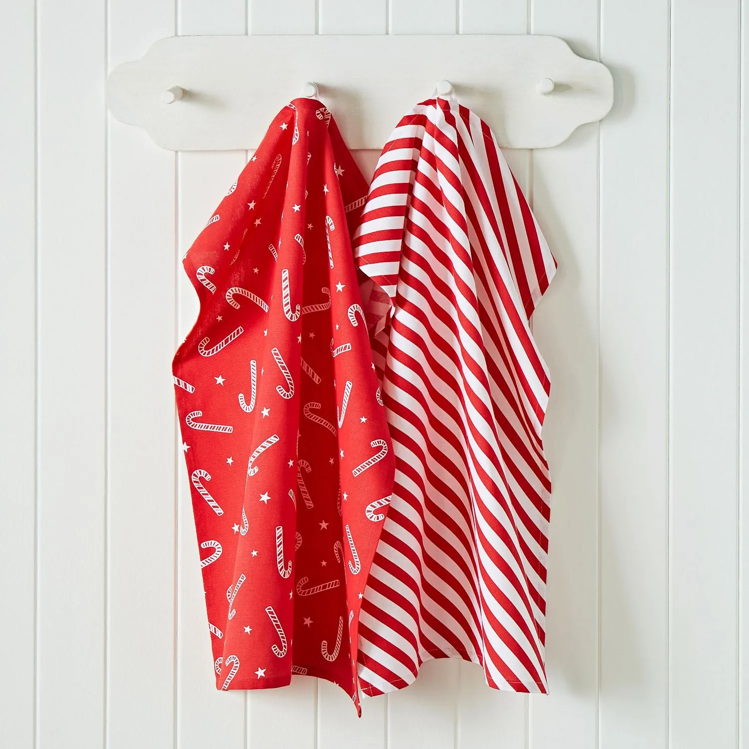 4-Pack Tea Towels Christmas Design - Red, Cotton
