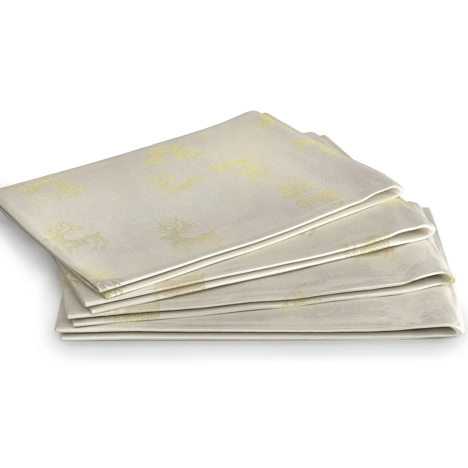 4-Pack Woven Napkins with Reindeer - Cream, Gold image