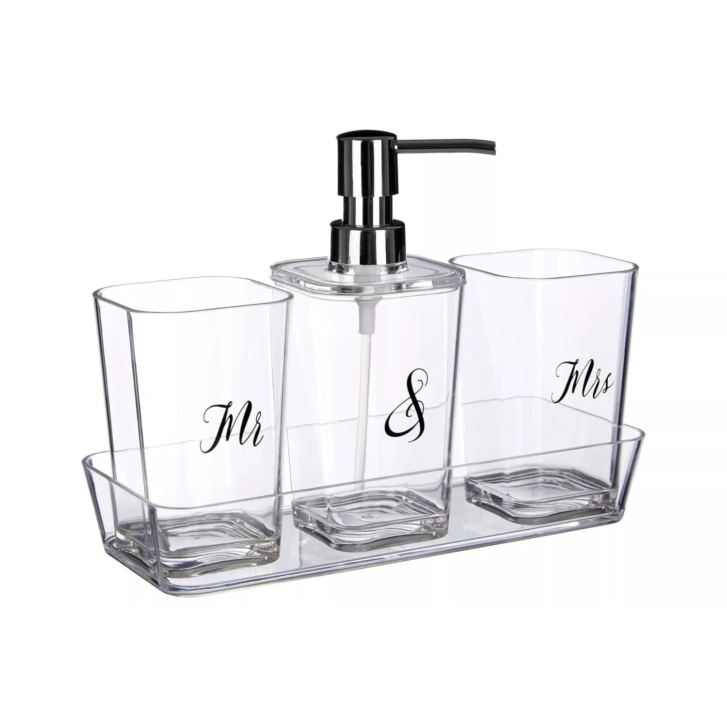 4-Piece Bathroom Set with Tray - Clear image