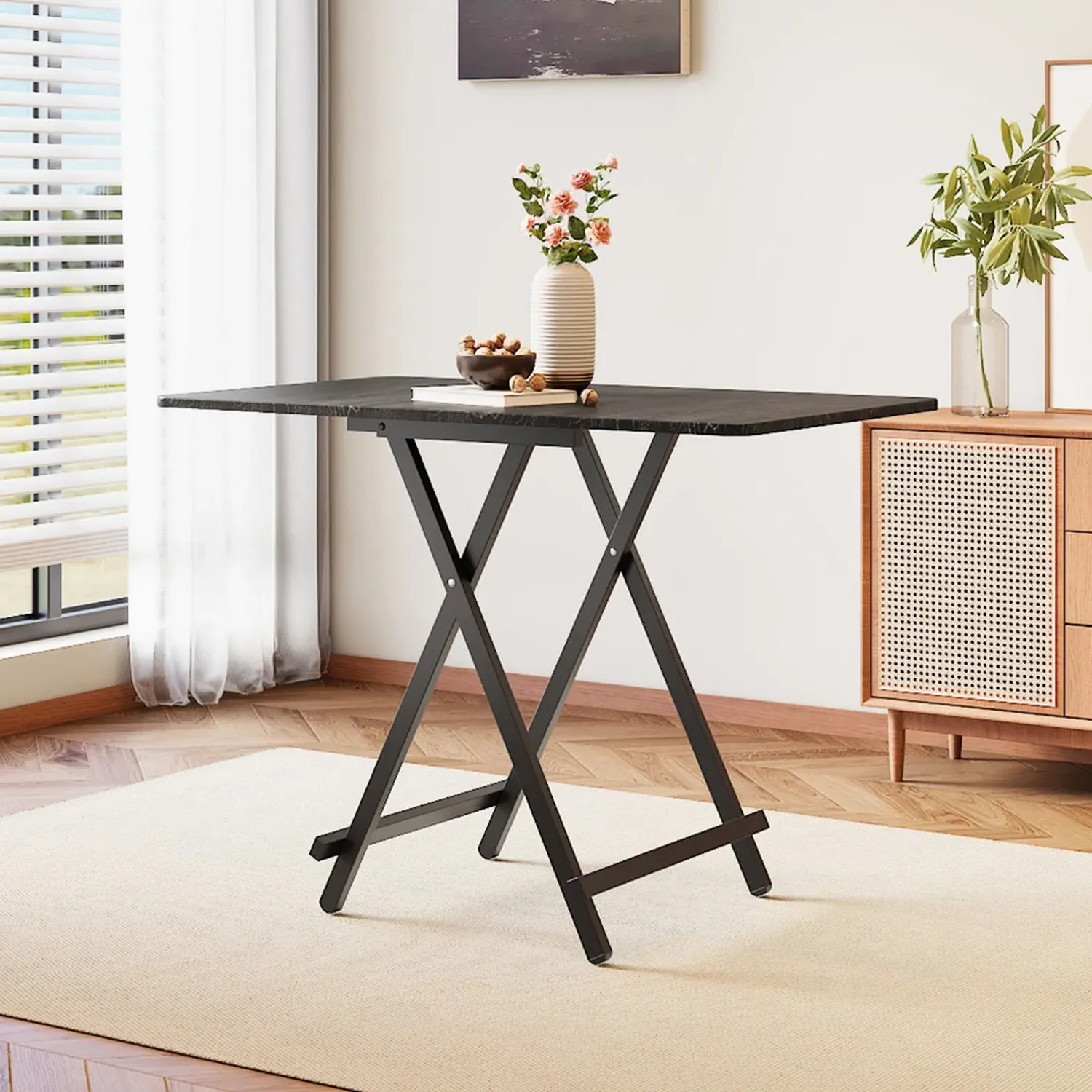 4-Seater Foldable Dining Table - Black, MDF by Julian Charles