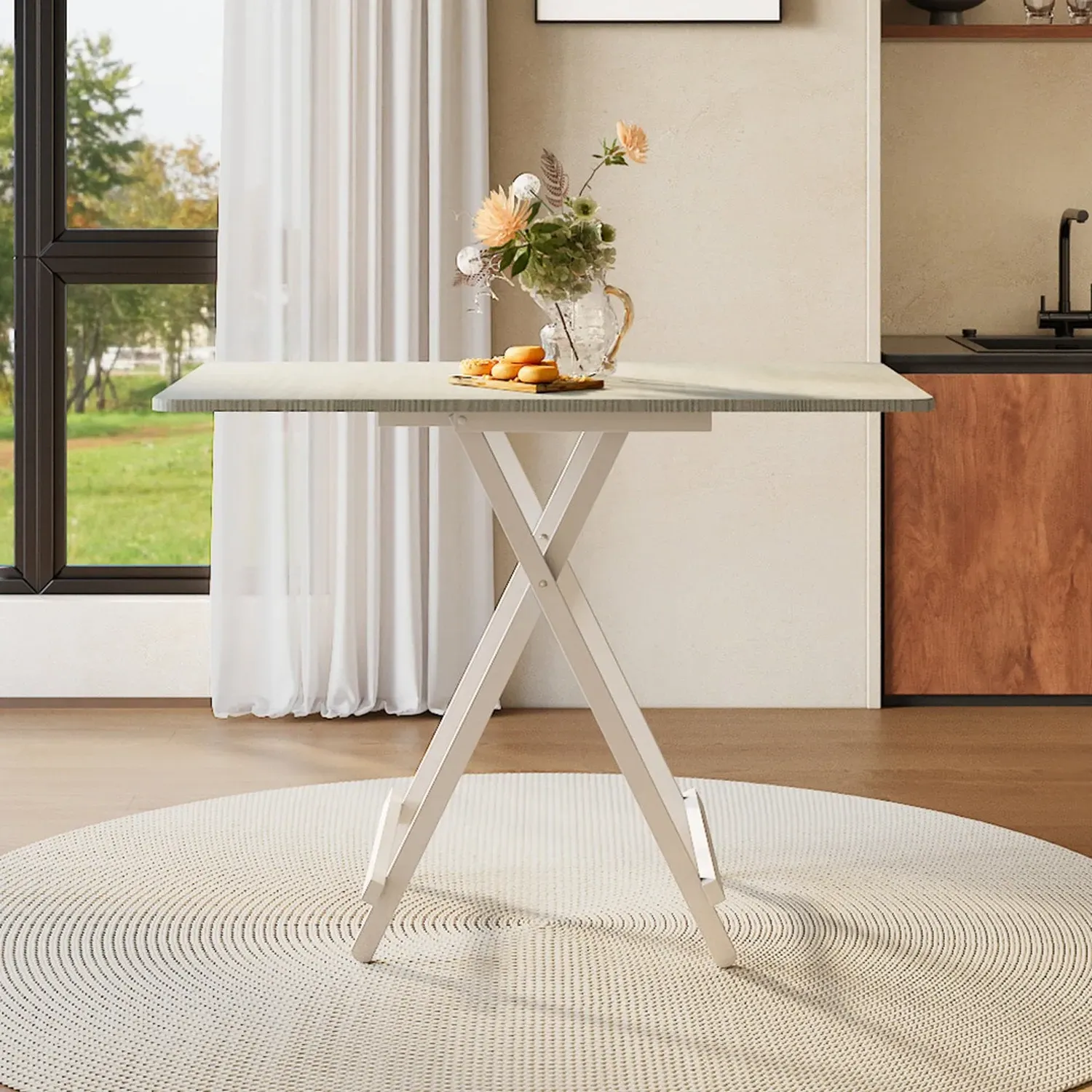 4-Seater Foldable Dining Table - White, MDF by Julian Charles, image 2