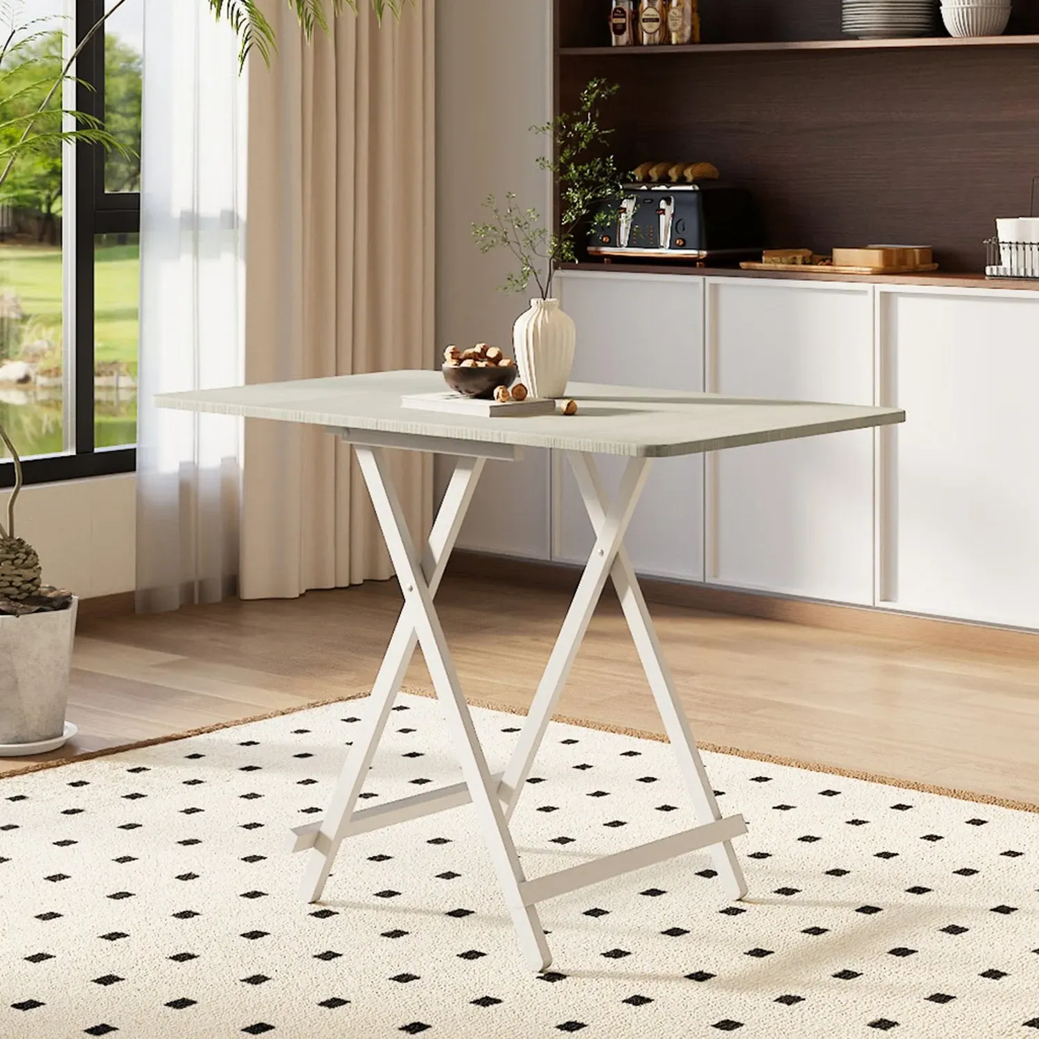 4-Seater Foldable Dining Table - White, MDF by Julian Charles