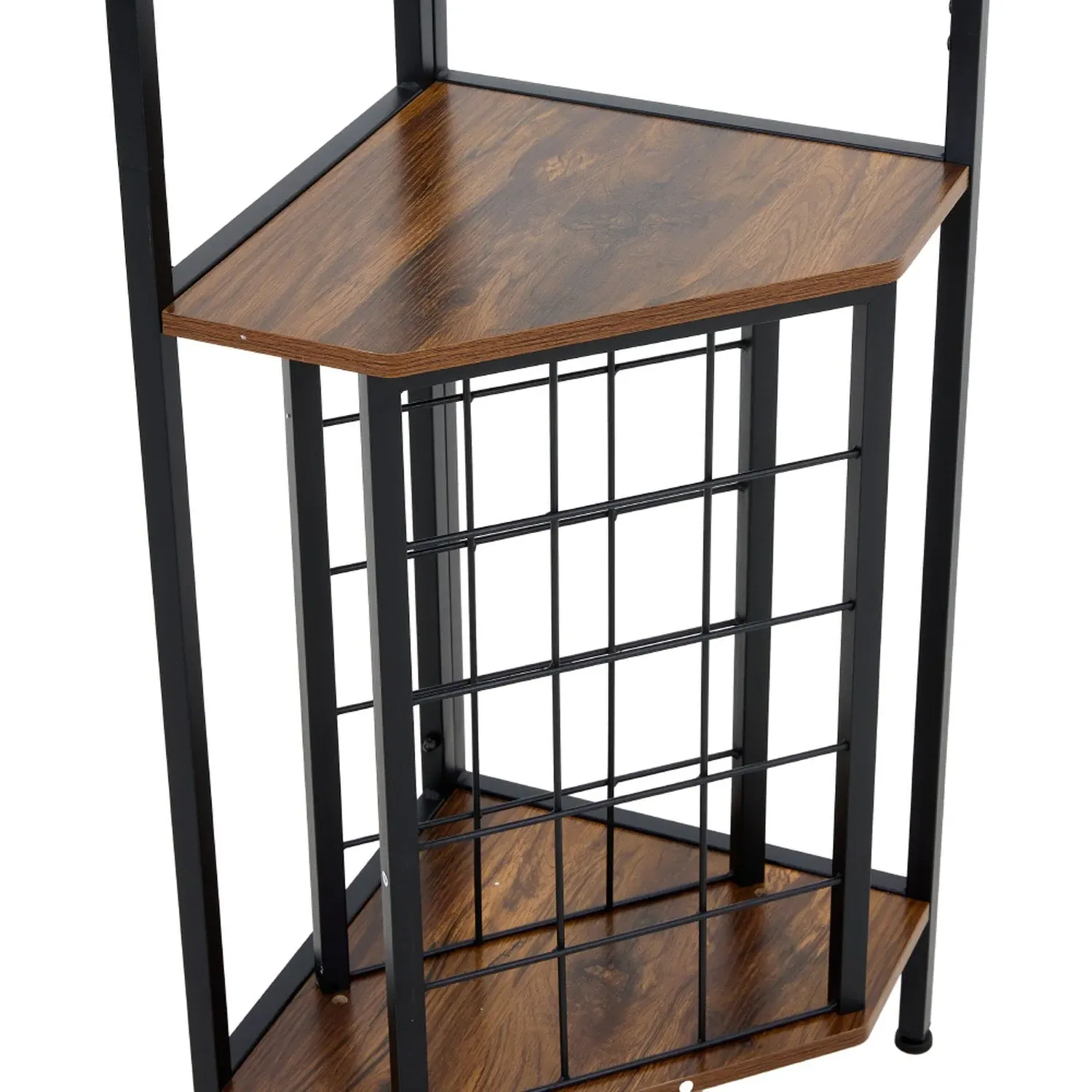 4-Shelf Corner Wine Rack with Glass Holder - Black, Wood Effect by Julian Charles, alternate view