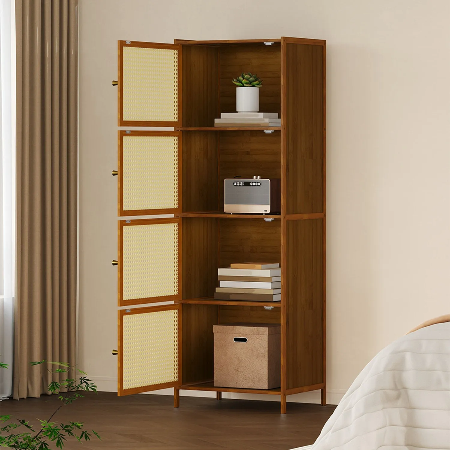 4-Tier Bamboo Storage Cabinet with Acrylic Doors - Brown by Julian Charles