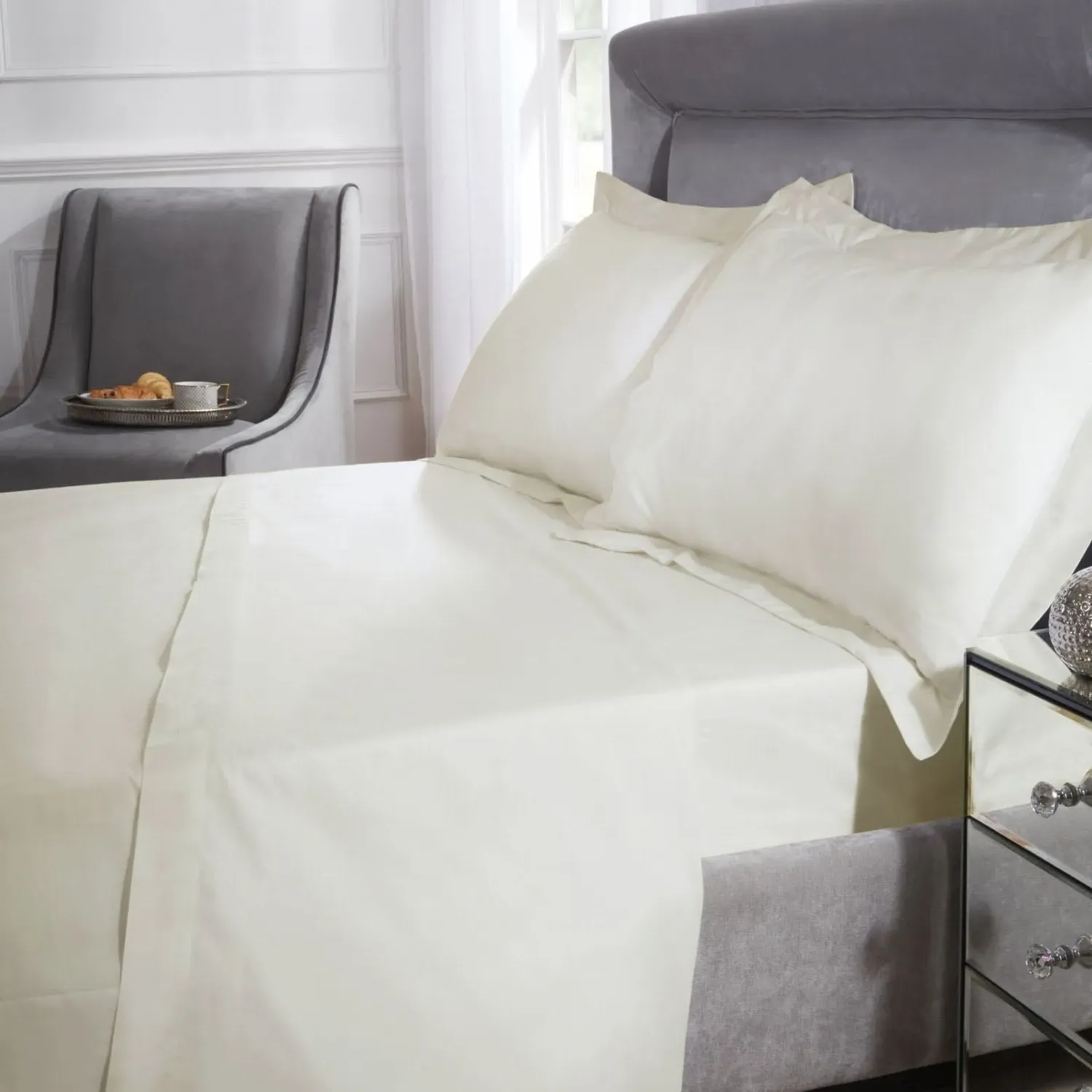 400 Thread Count Double Flat Sheet - Cream, Cotton product