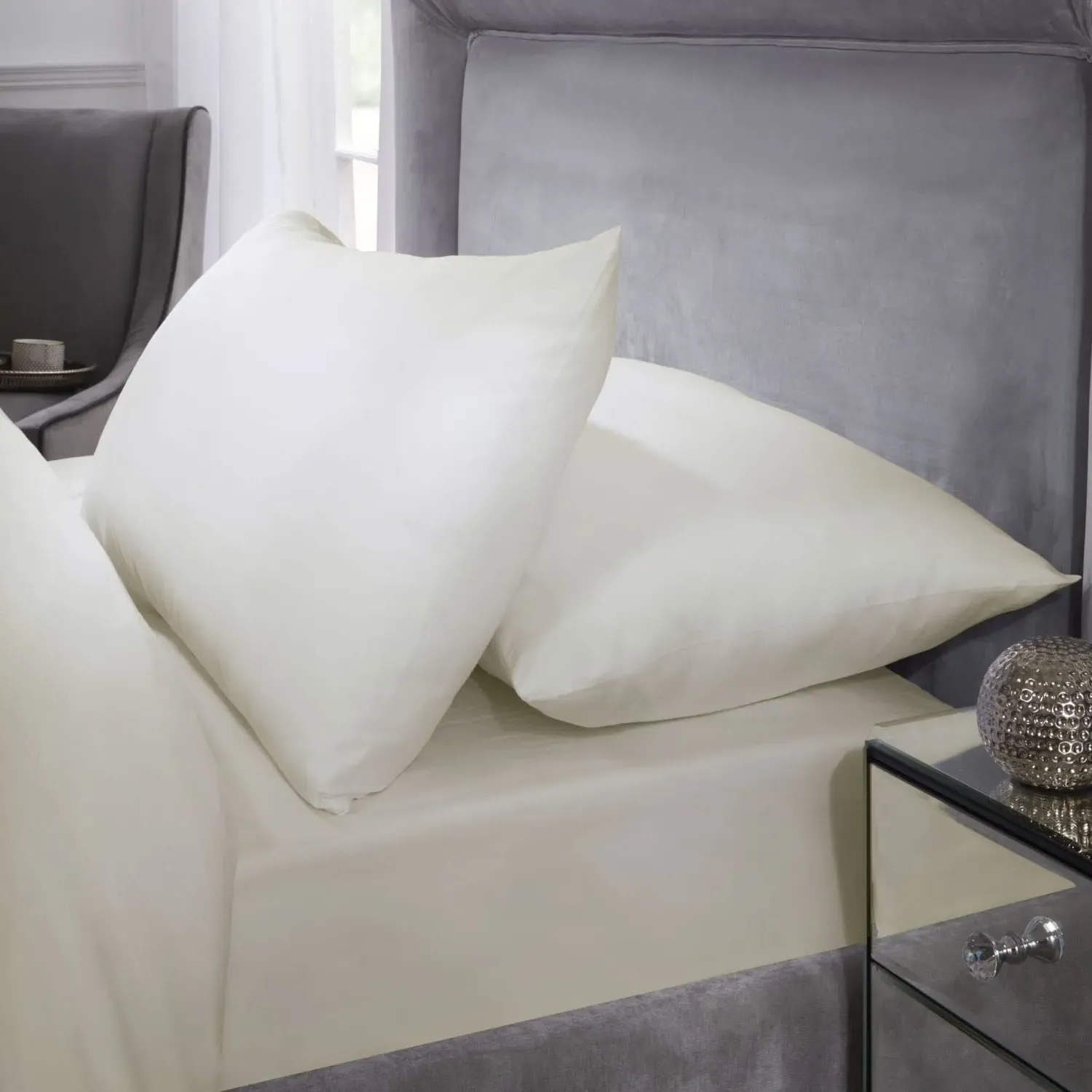 400 Thread Count Single Deep Fitted Sheet - Cream, Cotton product