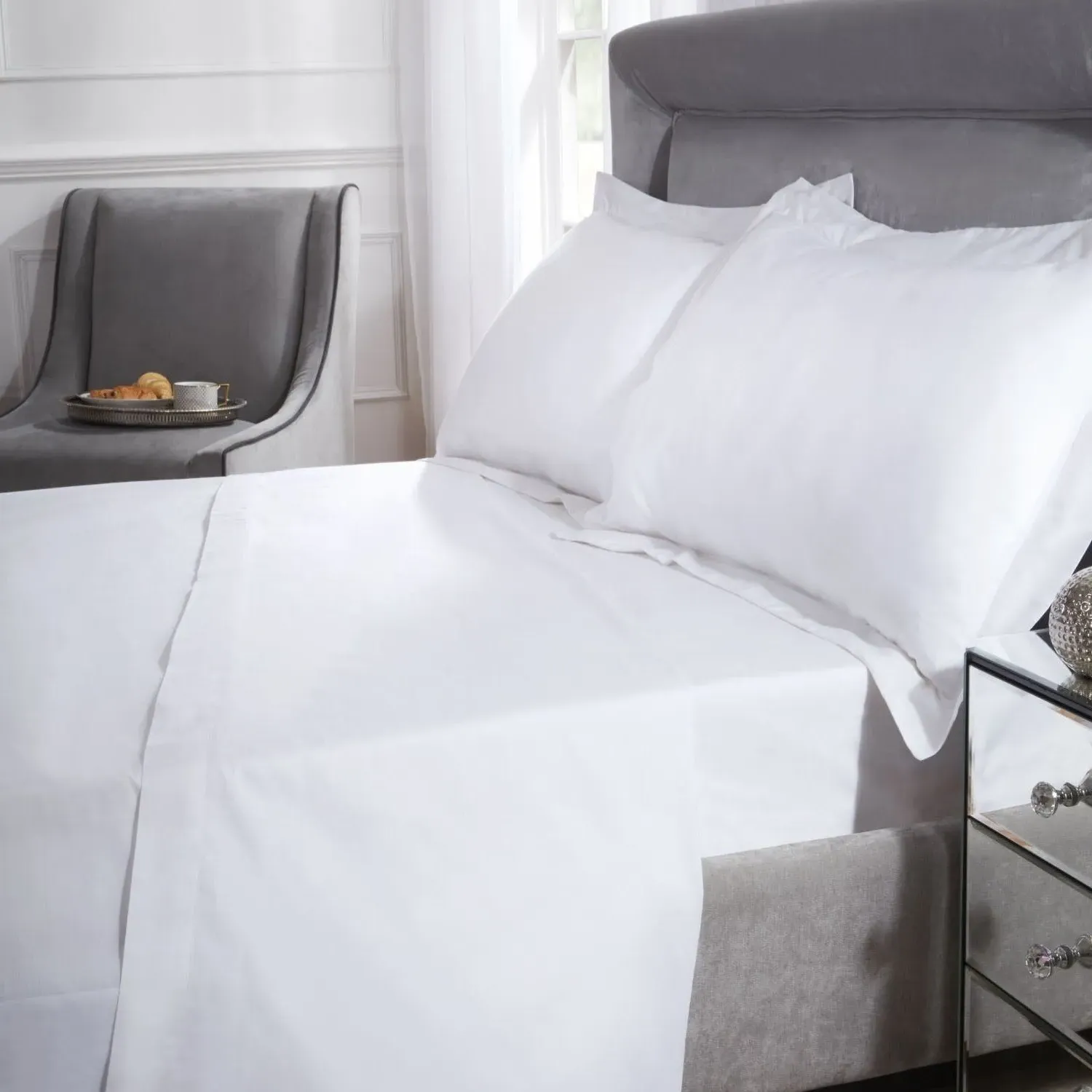 400 Thread Count Single Flat Sheet - White, Cotton product