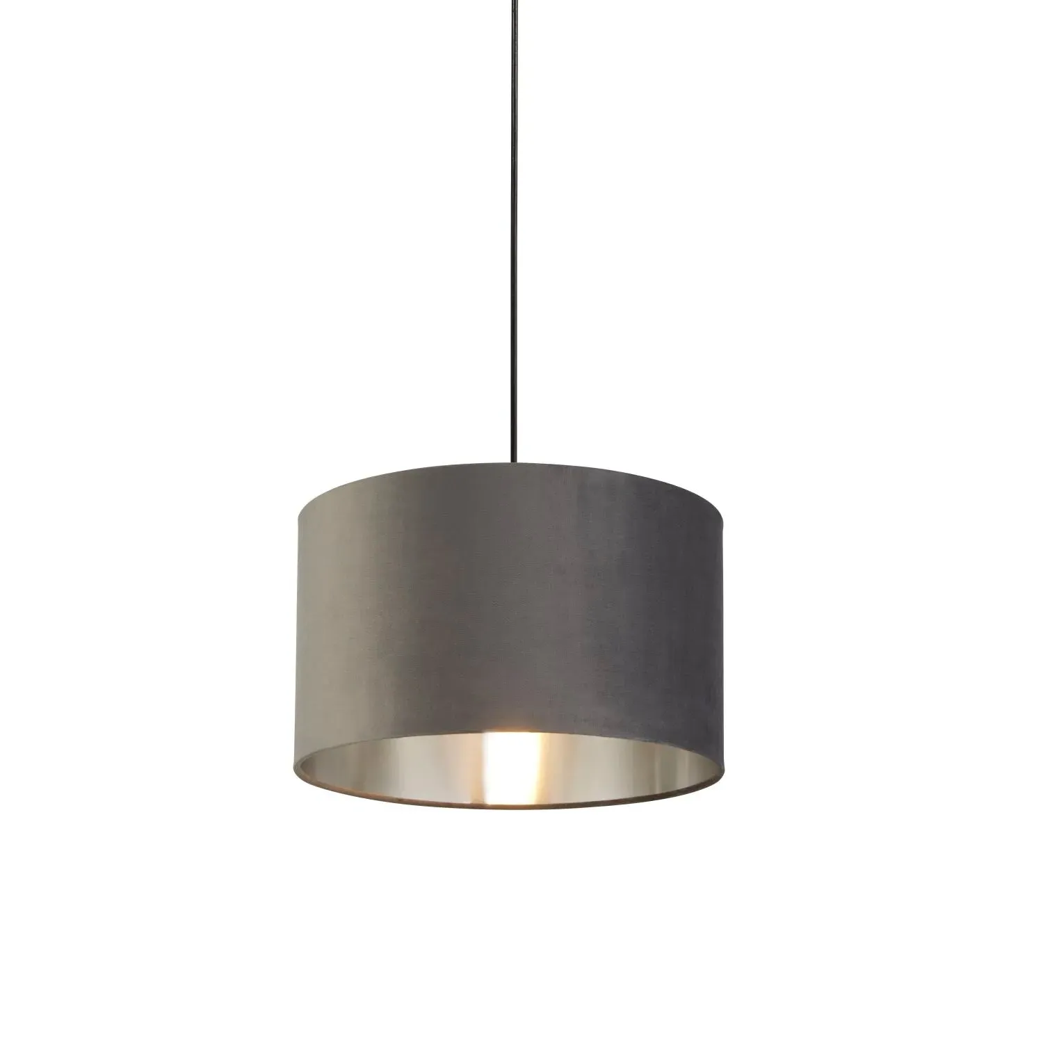 40cm Ceiling Light Shade - Grey, Velvet