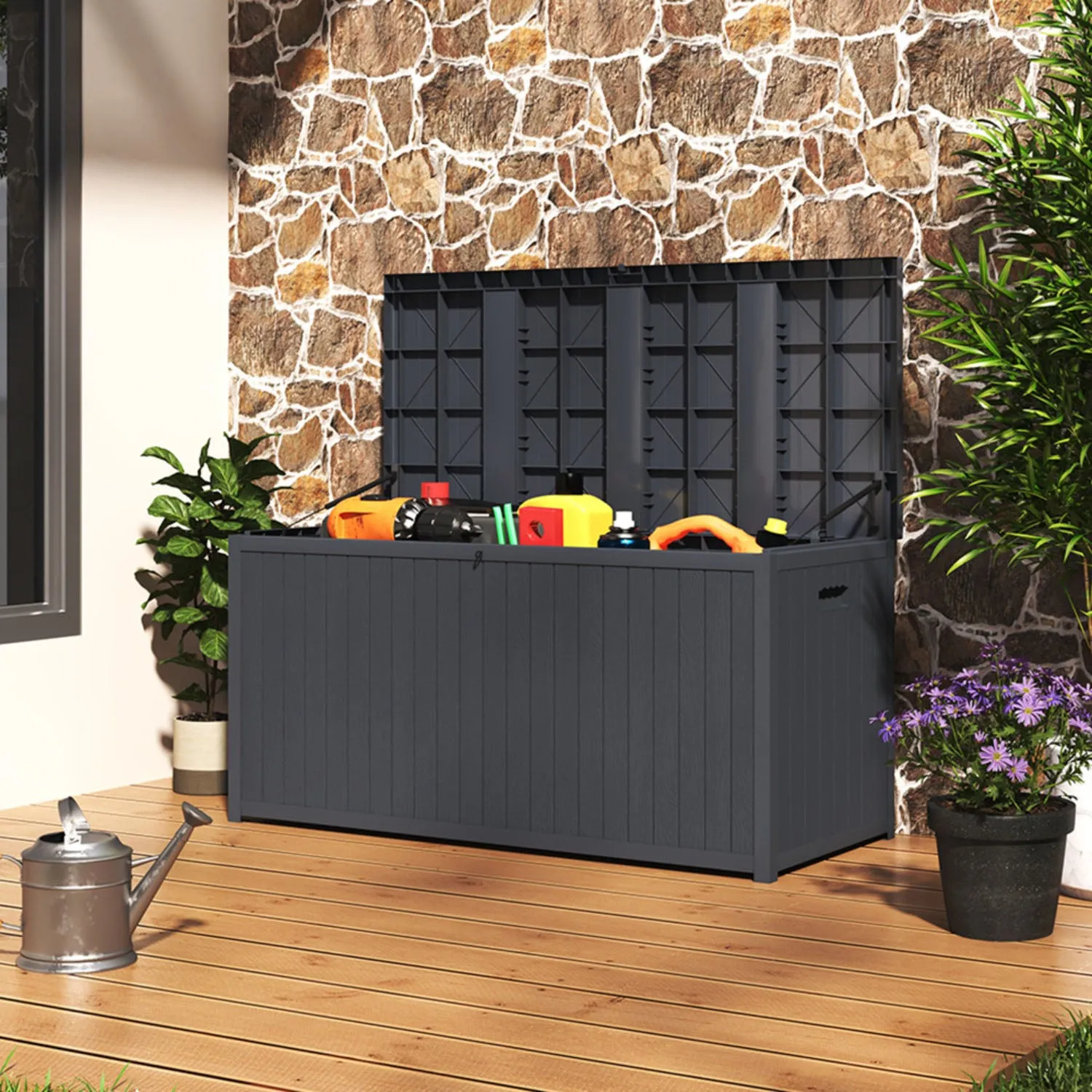 430L Outdoor Garden Storage Box Lockable - Grey, PP product