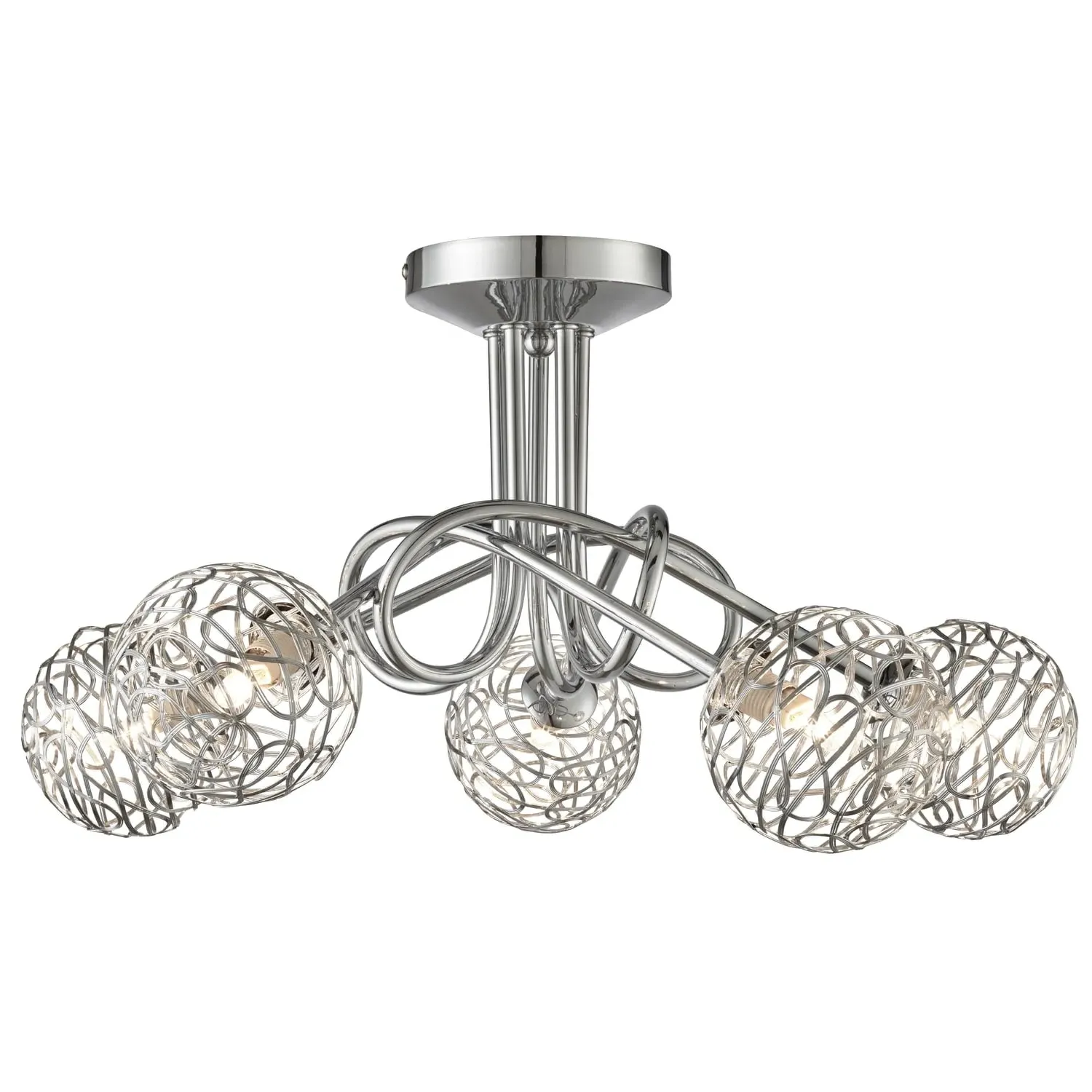 5-Light Twist Ceiling Light Fitting - Silver, Chrome product