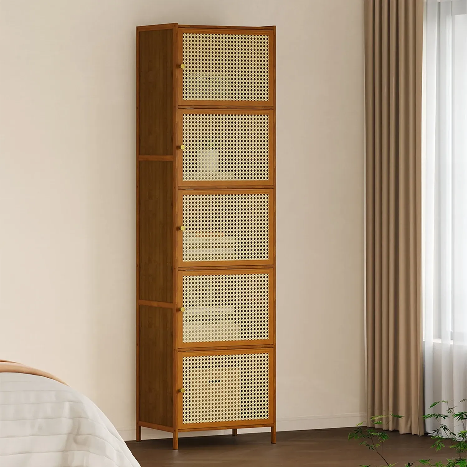 5-Tier Bamboo Storage Cabinet with Acrylic Doors - Brown by Julian Charles, image 2