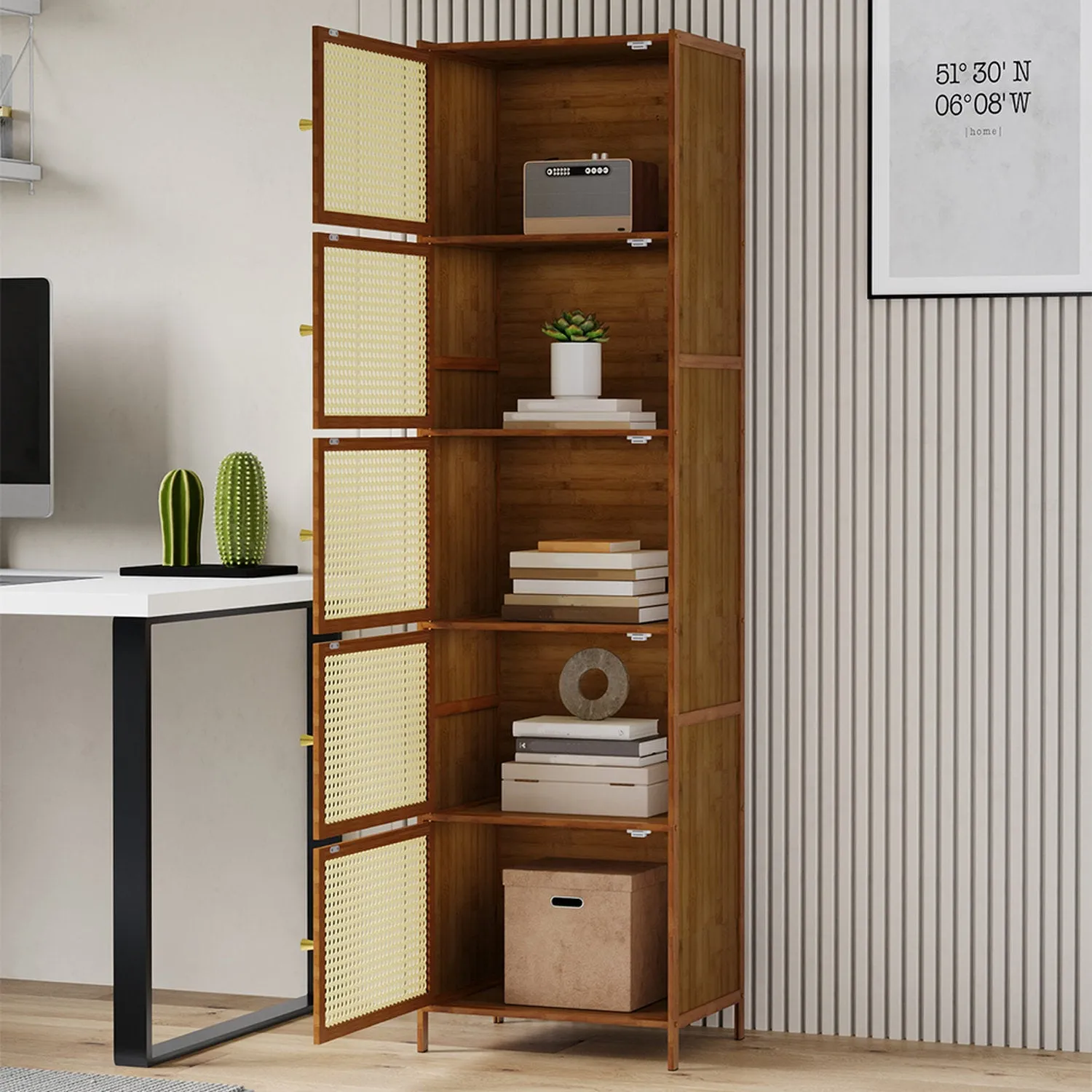 5-Tier Bamboo Storage Cabinet with Acrylic Doors - Brown by Julian Charles