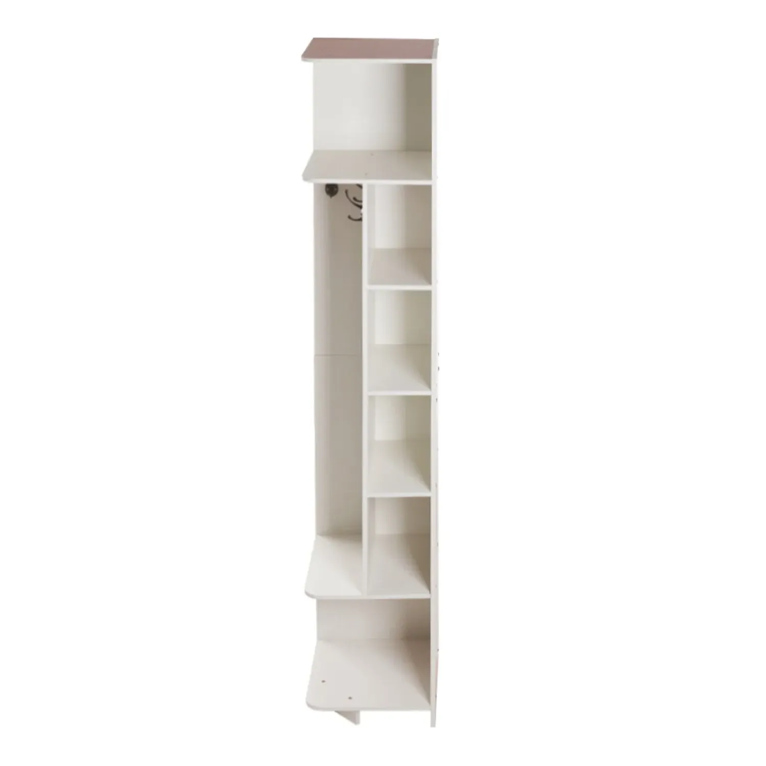 6 Tier Corner Storage Rack with Hooks - White, MDF by Julian Charles