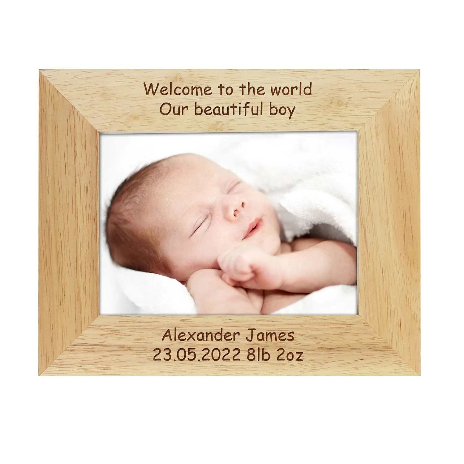 7x5 Photo Frame with Custom Text - Brown, Oak