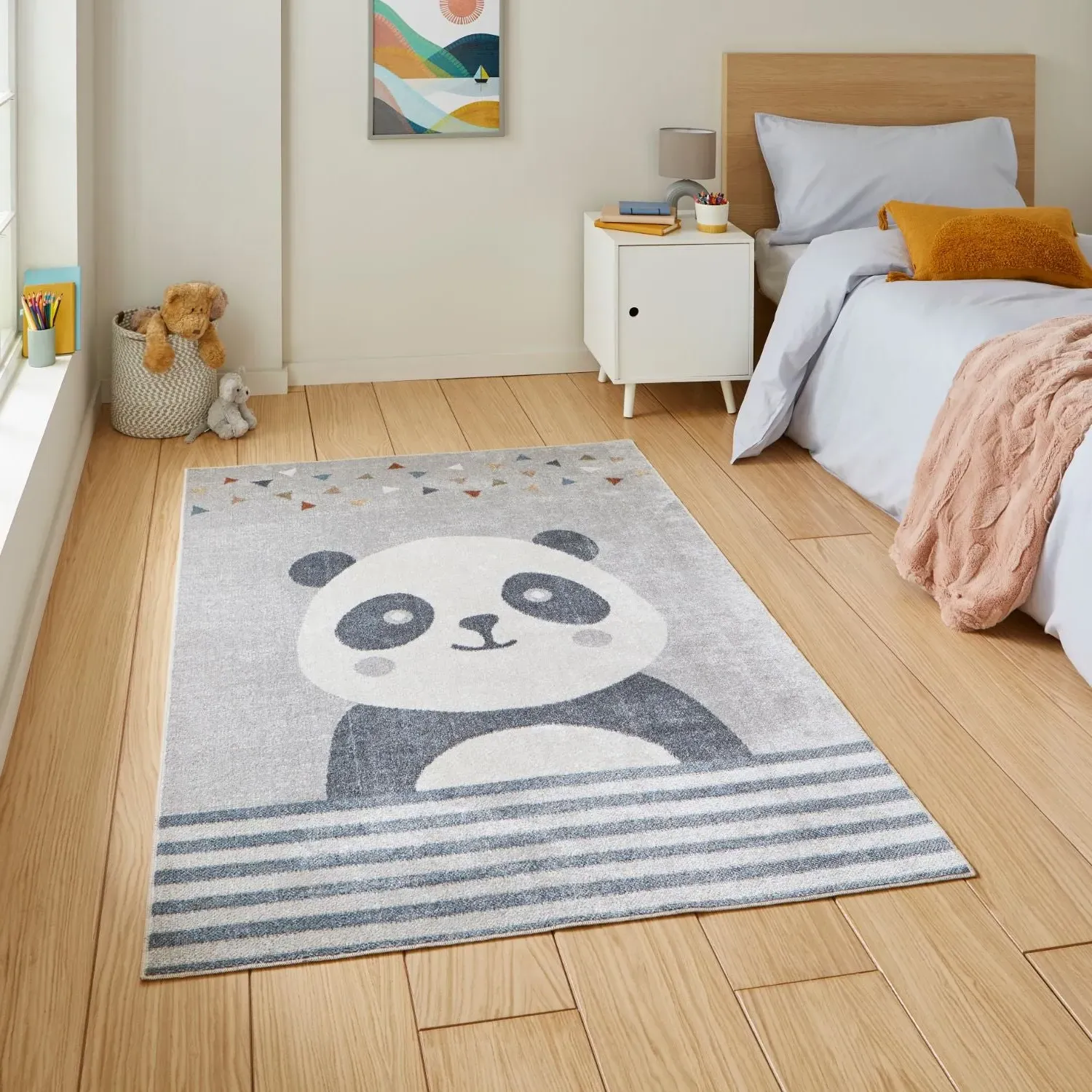 80x150 Panda Recycled Rug - Grey, Polypropylene