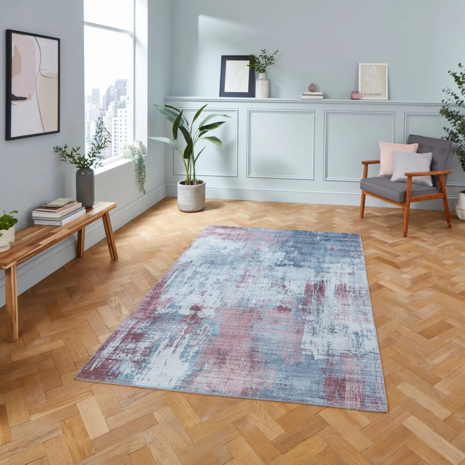 80x150cm Abstract Rug - Grey, Polyester