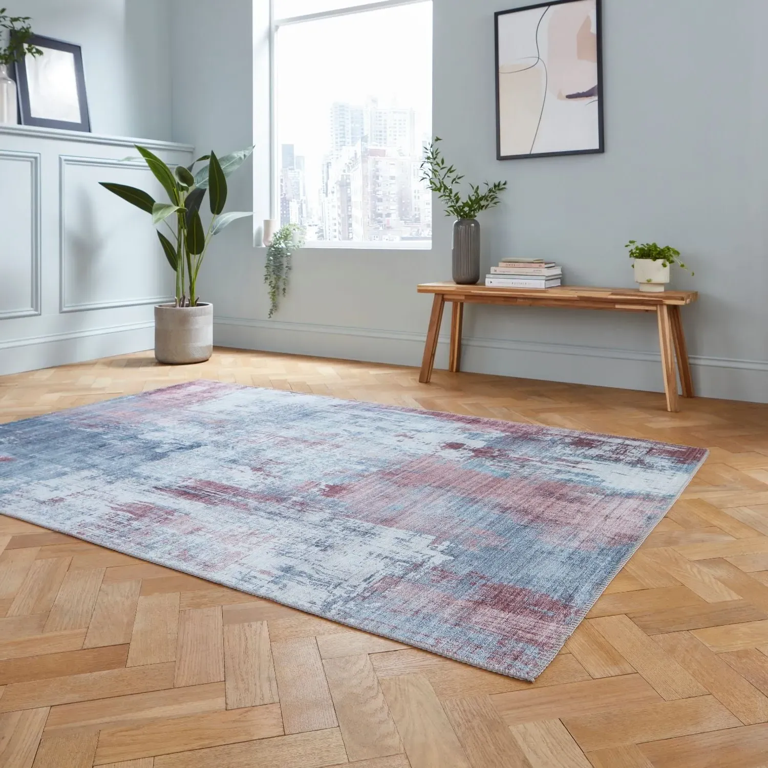80x150cm Abstract Rug - Grey, Polyester