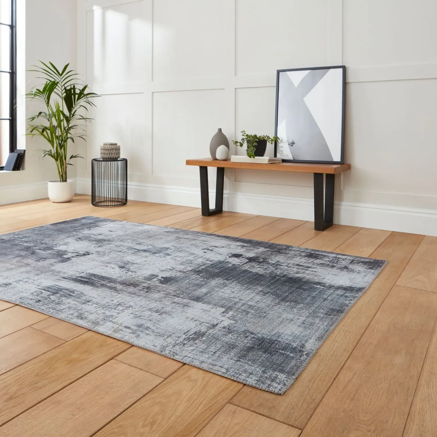 80x150cm Abstract Rug - Grey, Polyester image