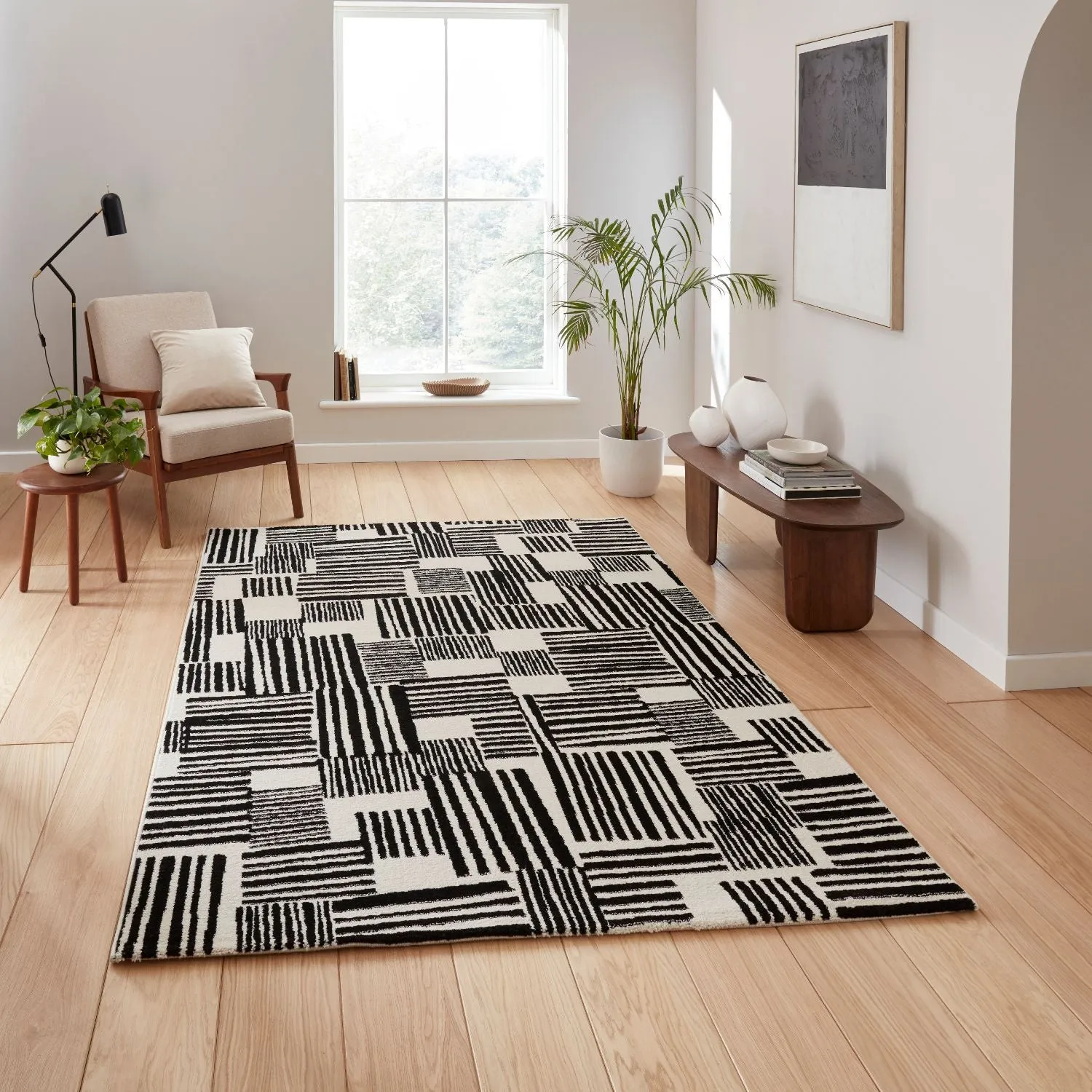 80x150cm Abstract Rug - White, Polypropylene