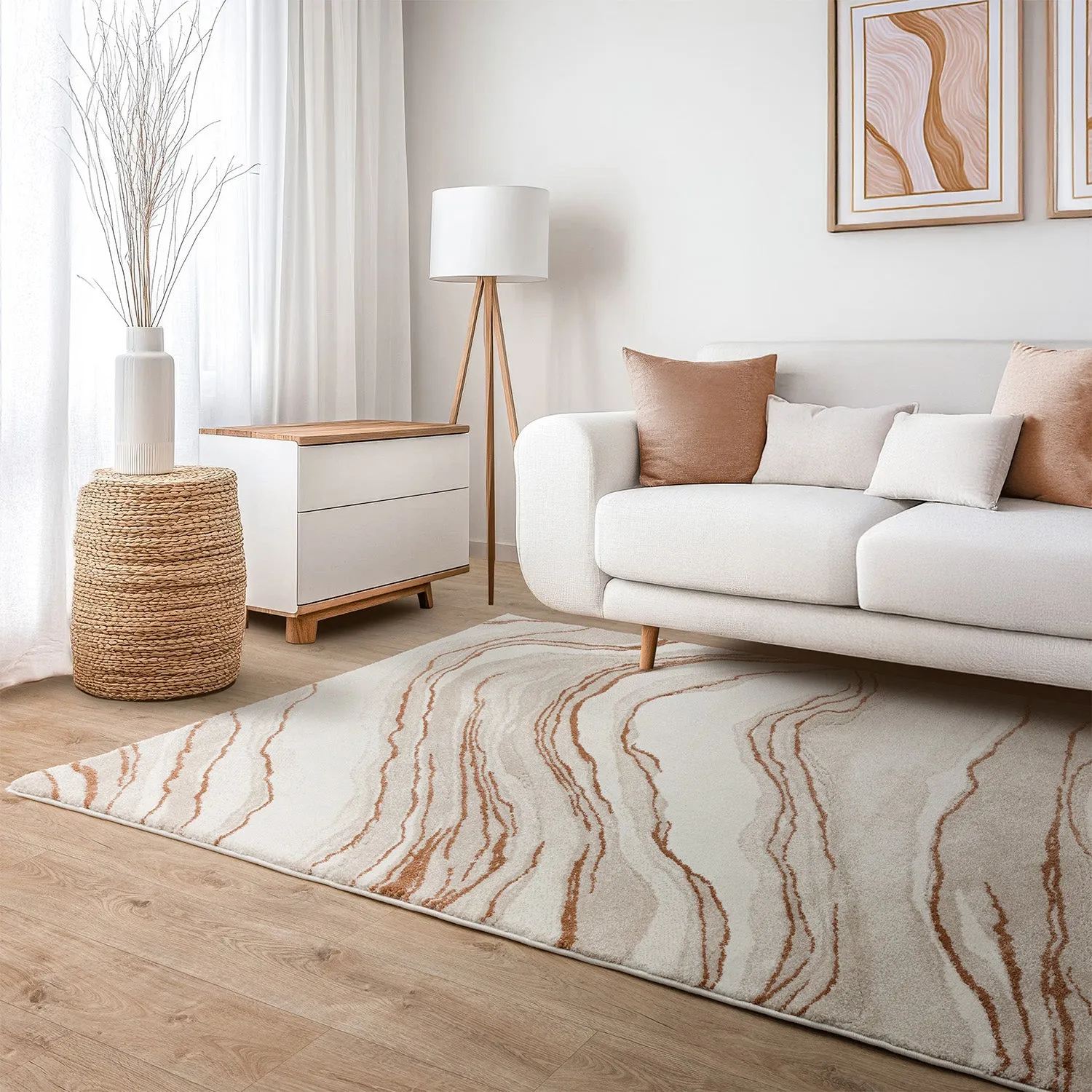 80x150cm Area Rug with High-Low Pile - Brown