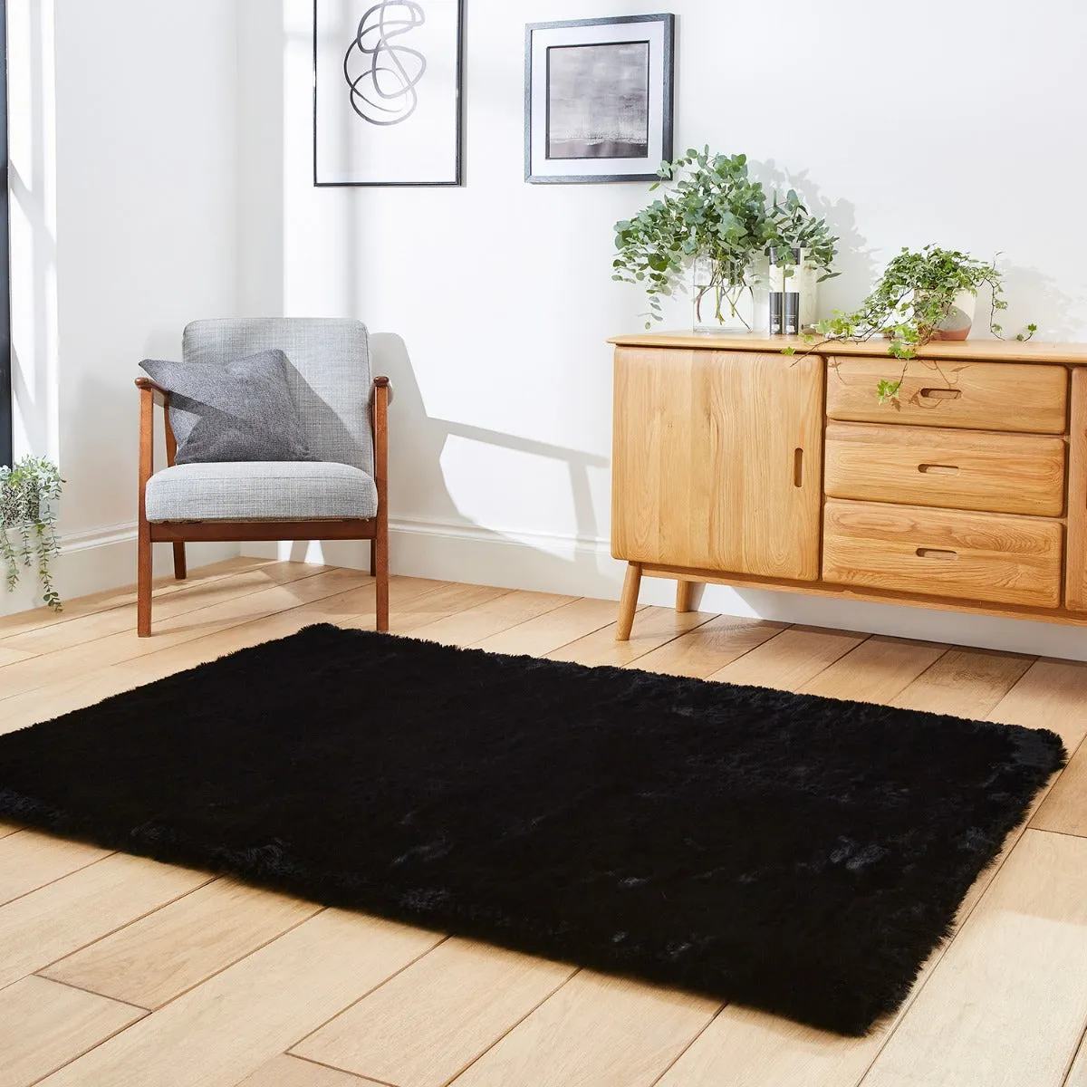 80x150cm Shaggy Rug with Dense Pile - Black image