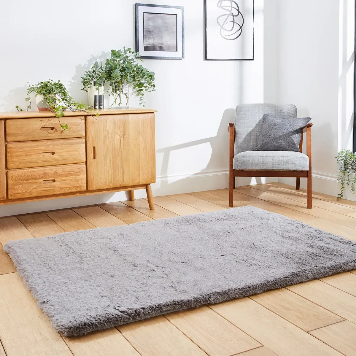 80x150cm Shaggy Rug with Dense Pile - Grey