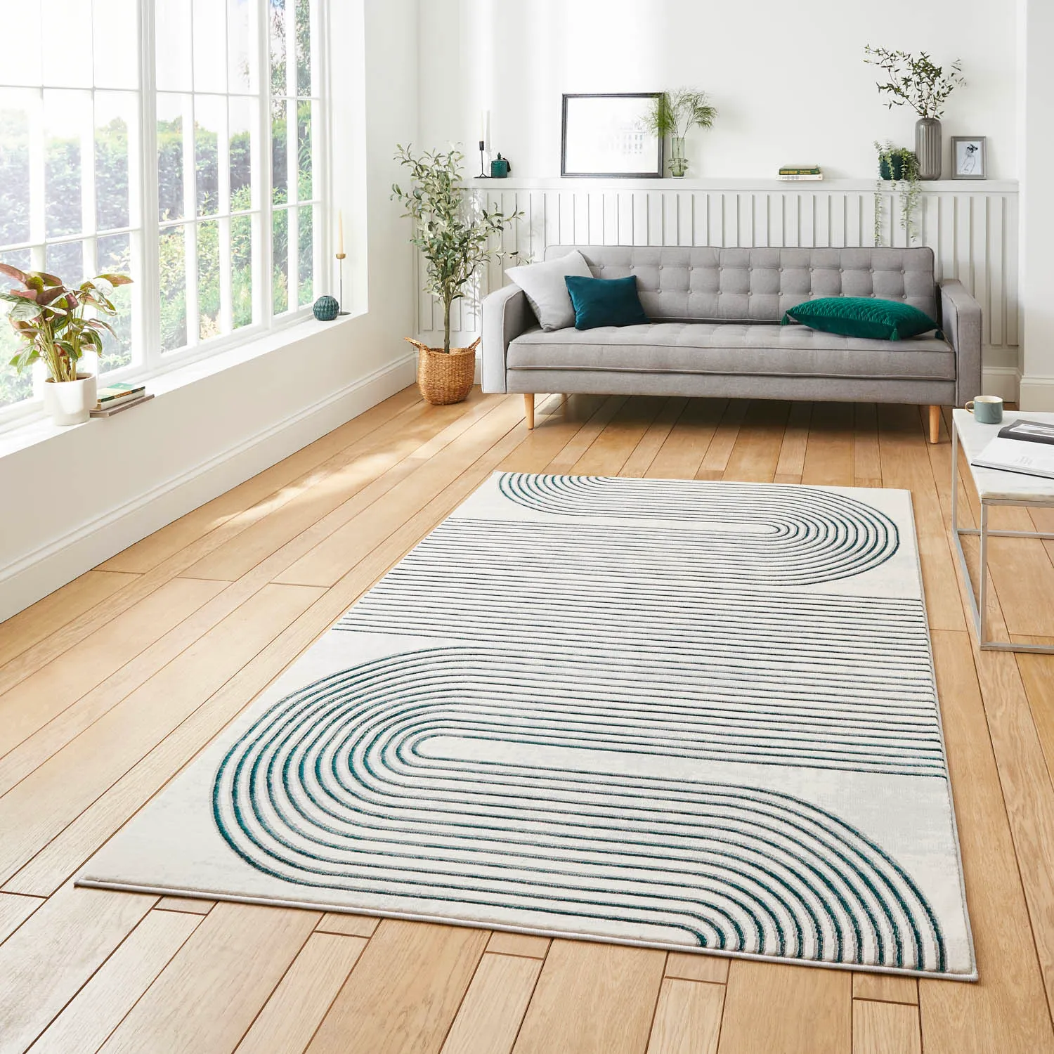 Abstract Arches Rug - Grey, Polypropylene