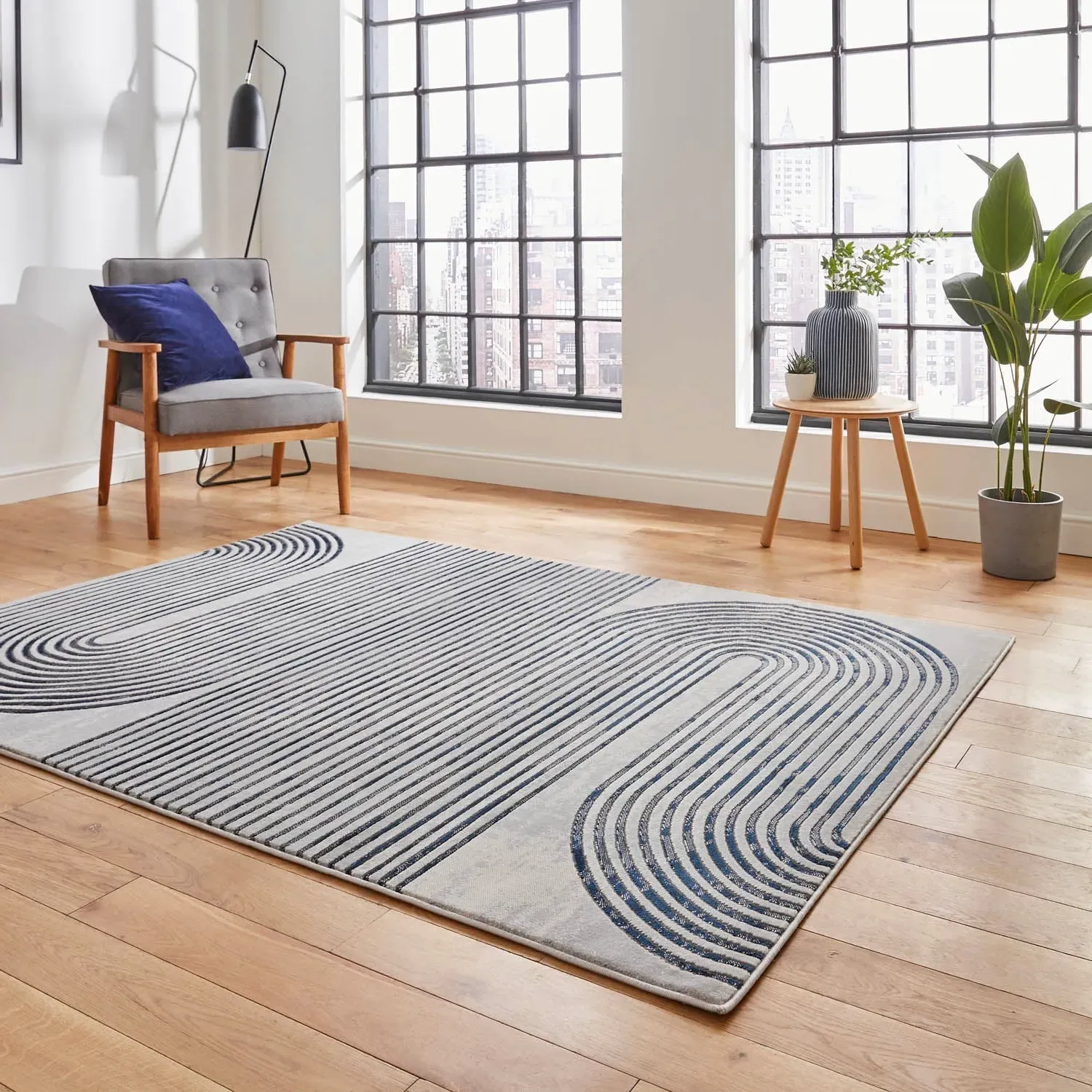 Abstract Arches Rug - Grey, Polypropylene