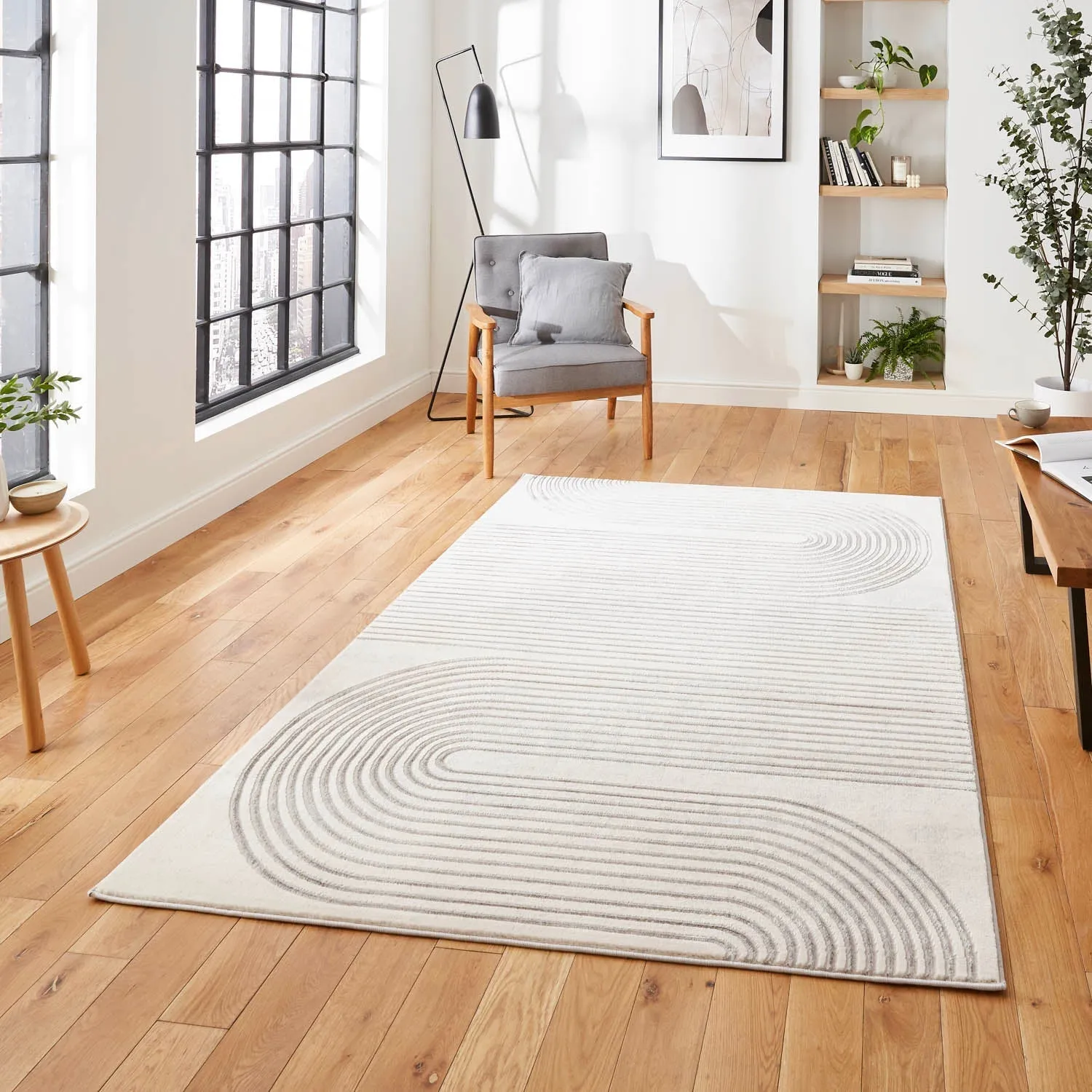 Abstract Arches Rug - Grey, Polypropylene