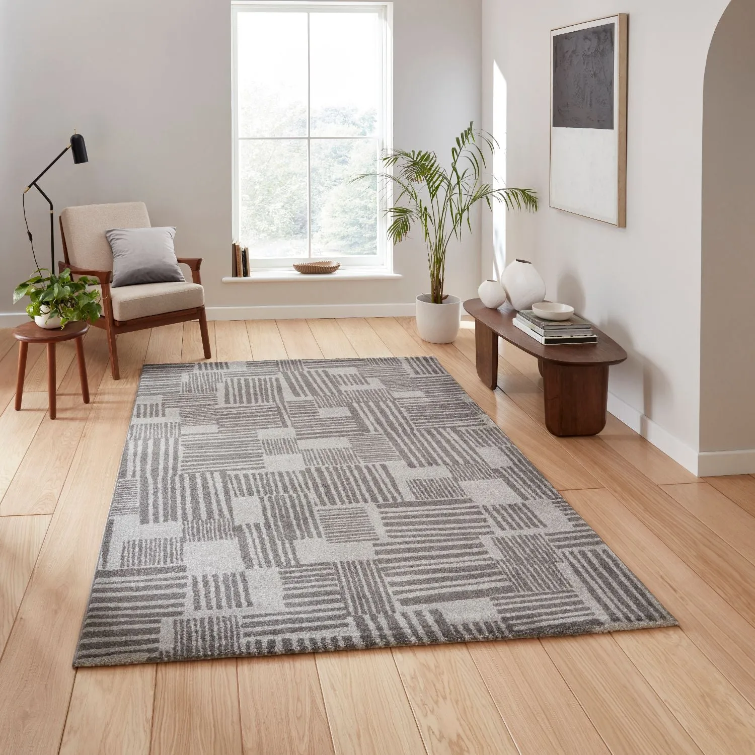 Abstract Blocks Rug - Grey, Polypropylene