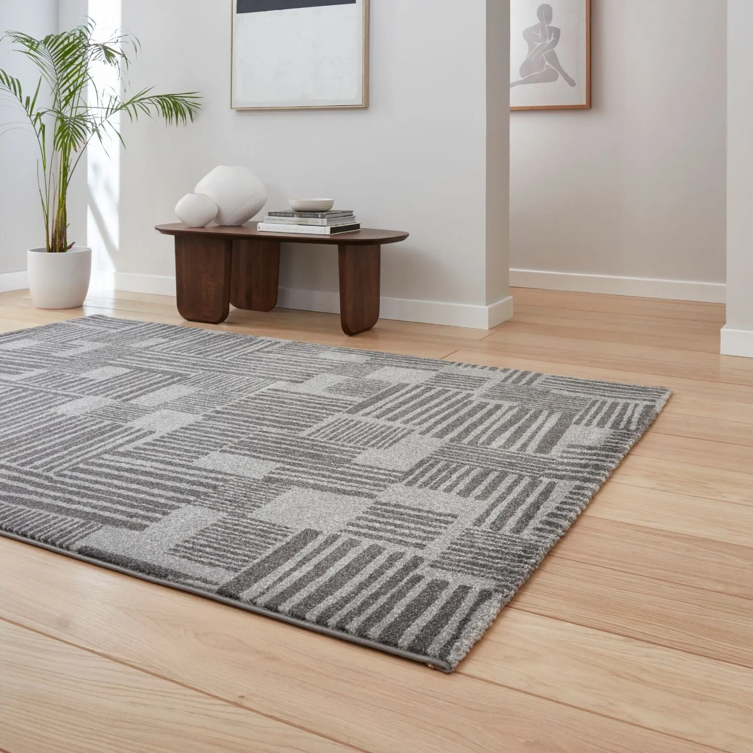Abstract Blocks Rug - Grey, Polypropylene