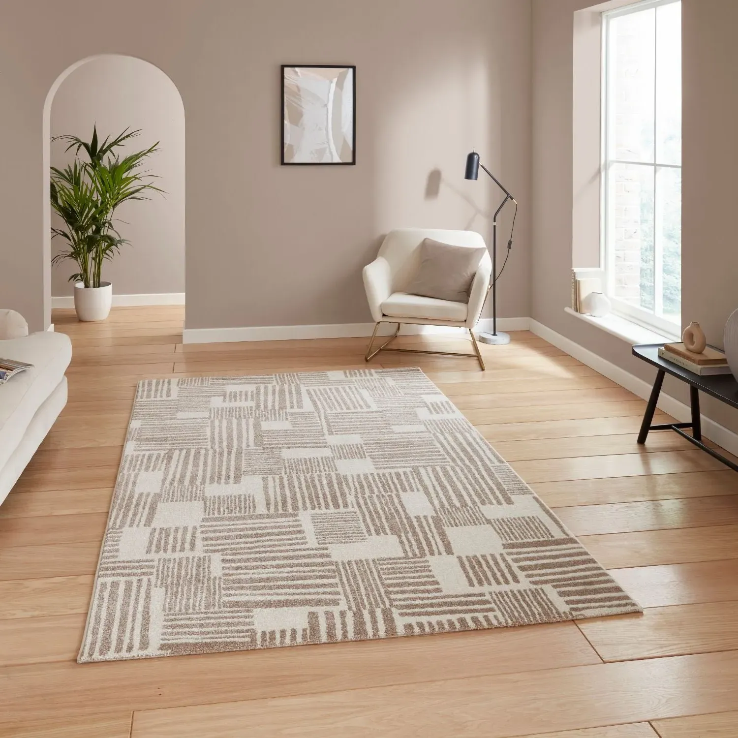 Abstract Blocks Rug - Natural, Polypropylene