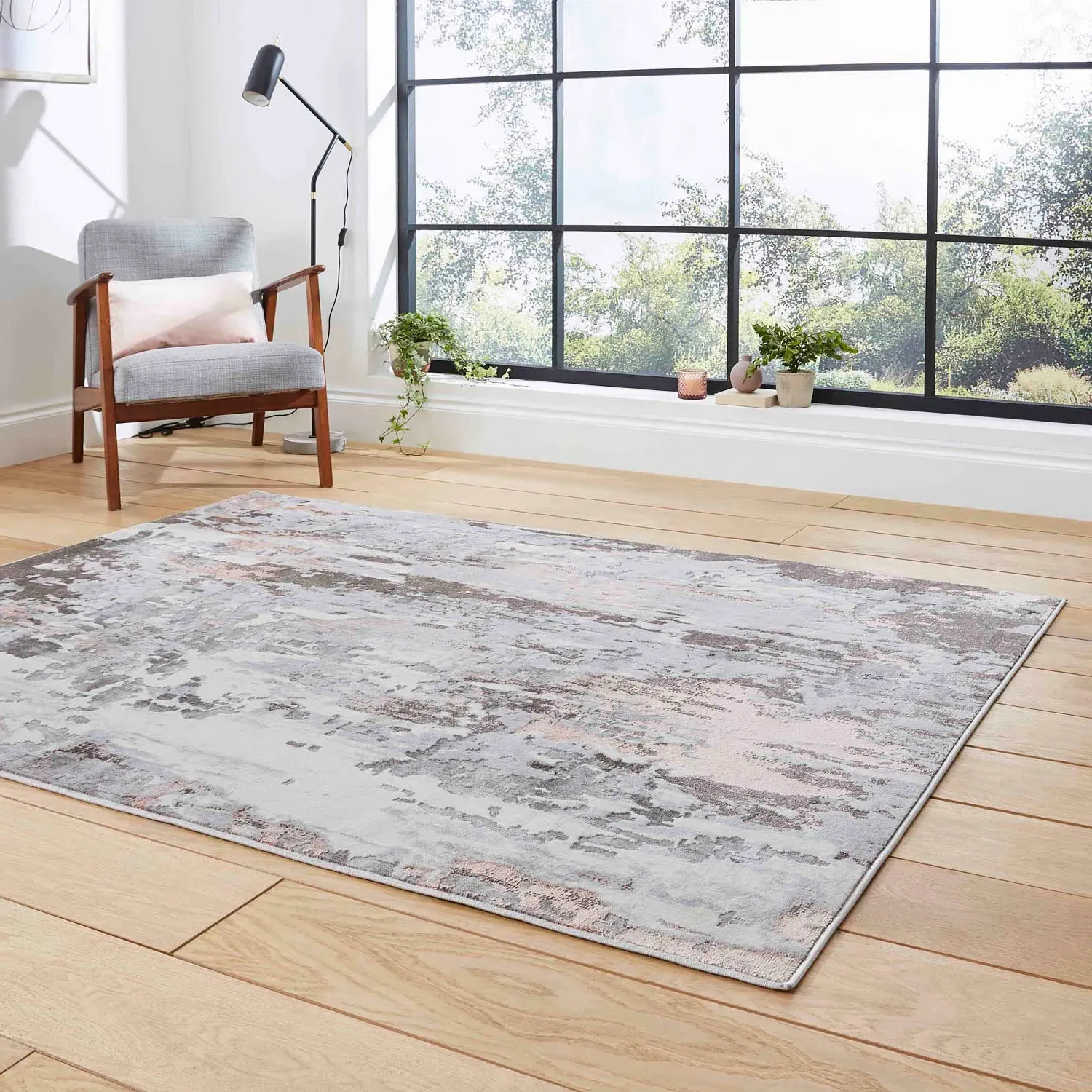 Abstract Rug with Contemporary Pattern - Grey