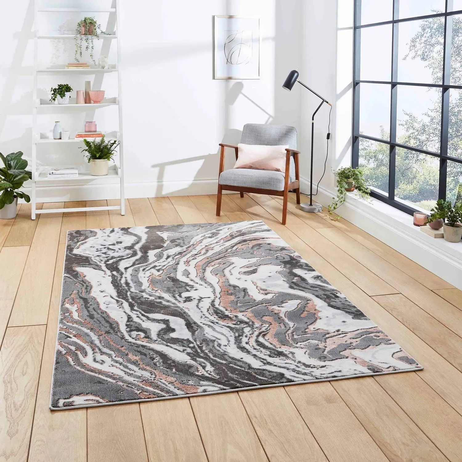 Abstract Rug with Contemporary Pattern - Grey