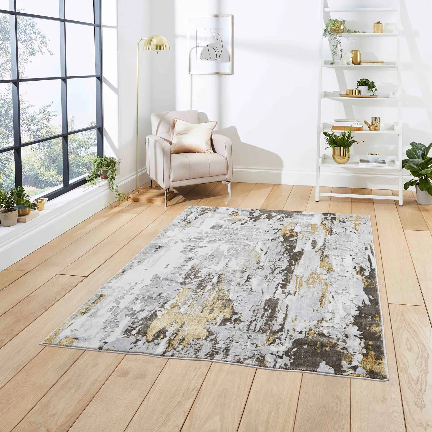 Abstract Rug with Contemporary Pattern - Grey