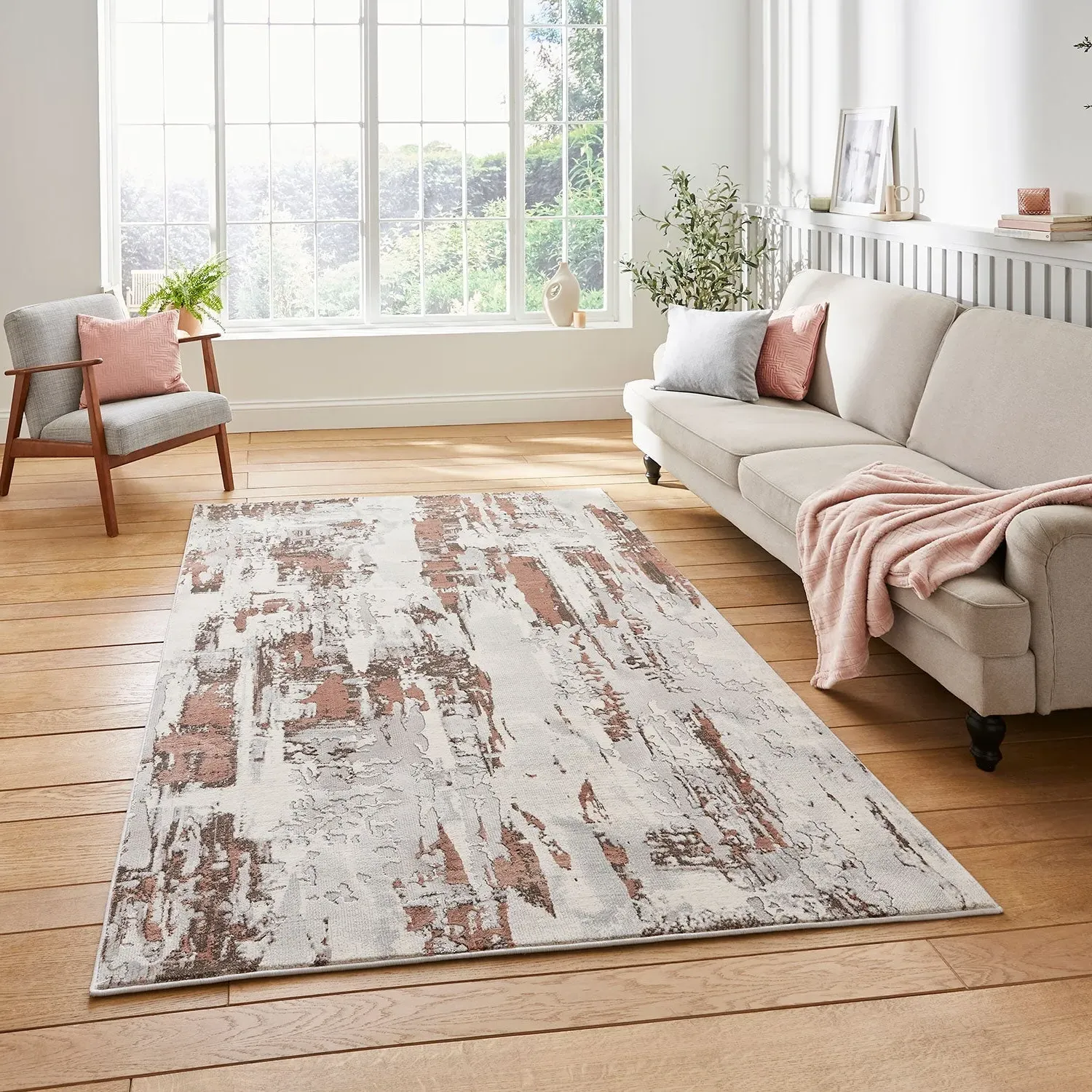 Abstract Rug with Contemporary Pattern - Grey