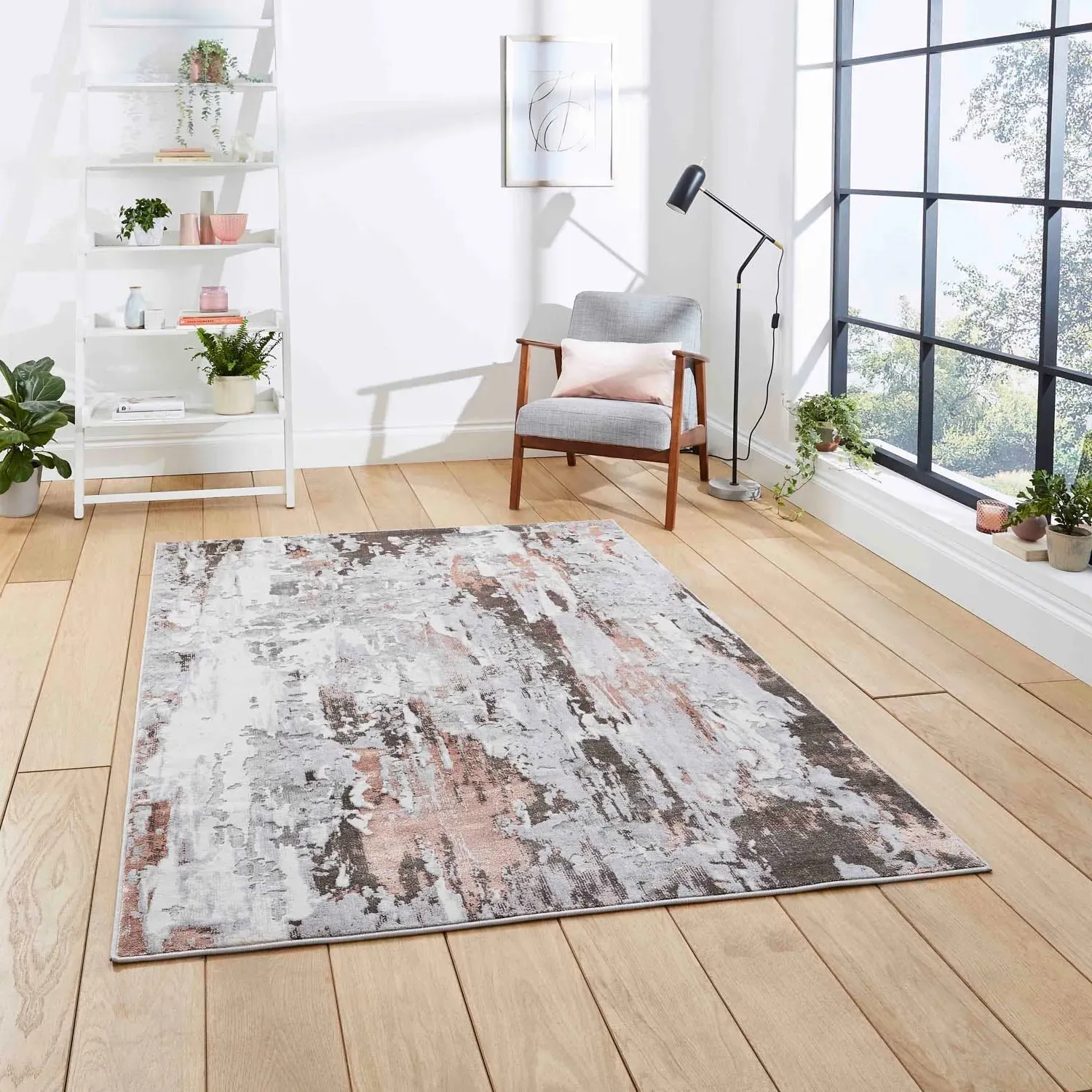 Abstract Rug with Contemporary Pattern - Grey