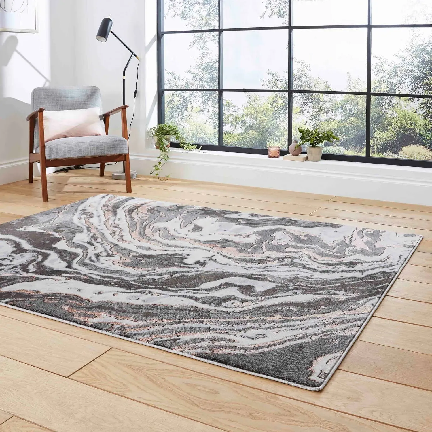 Abstract Rug with Contemporary Pattern - Grey image