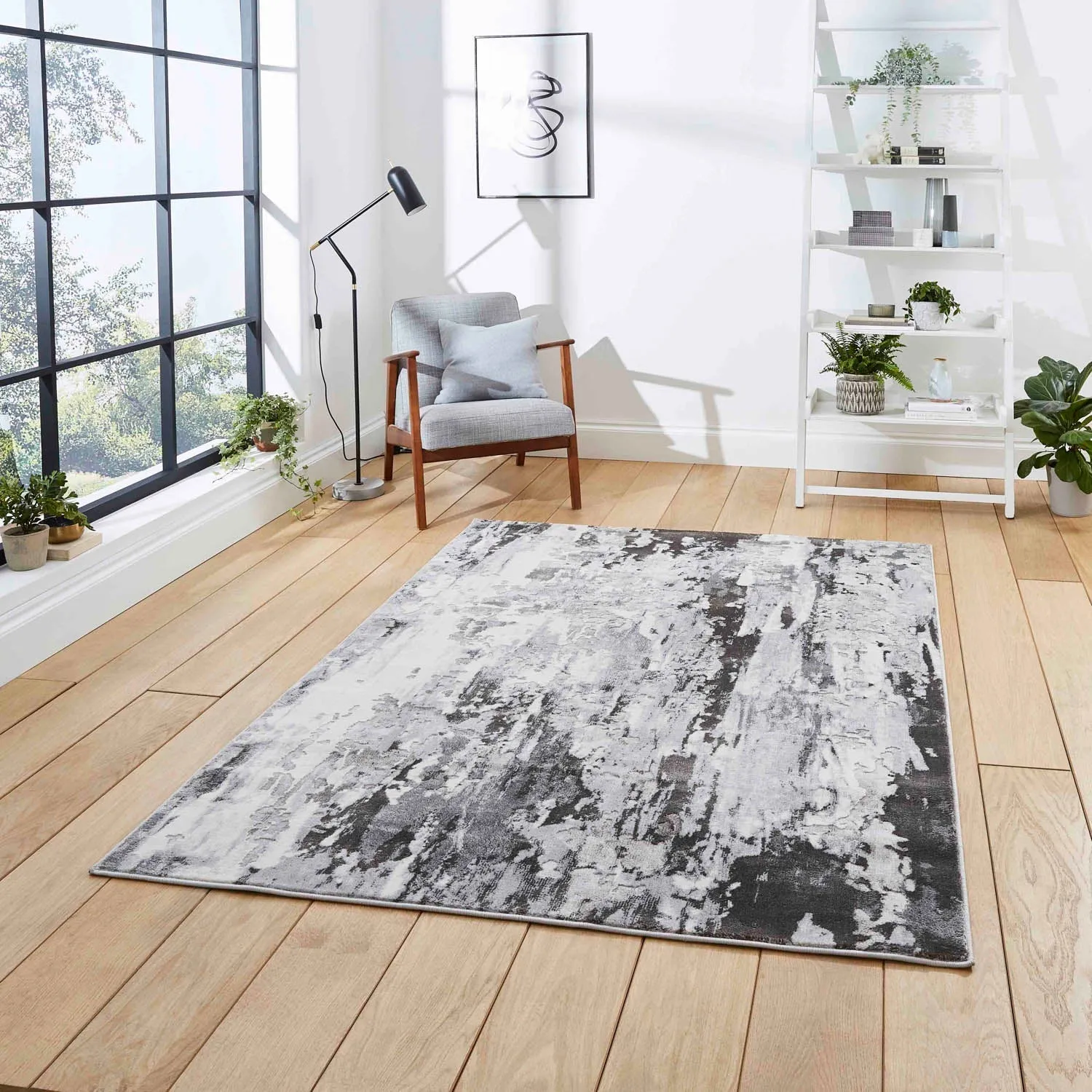 Abstract Rug with Contemporary Pattern - Grey