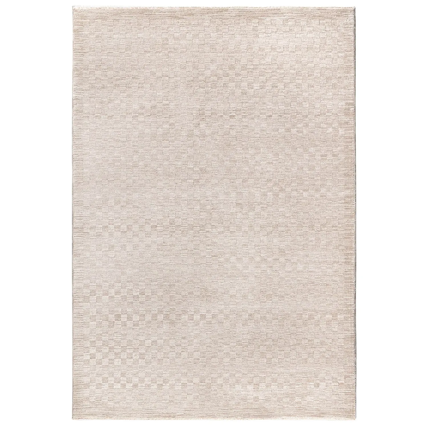 Abstract Rug with Fringe - Cream image
